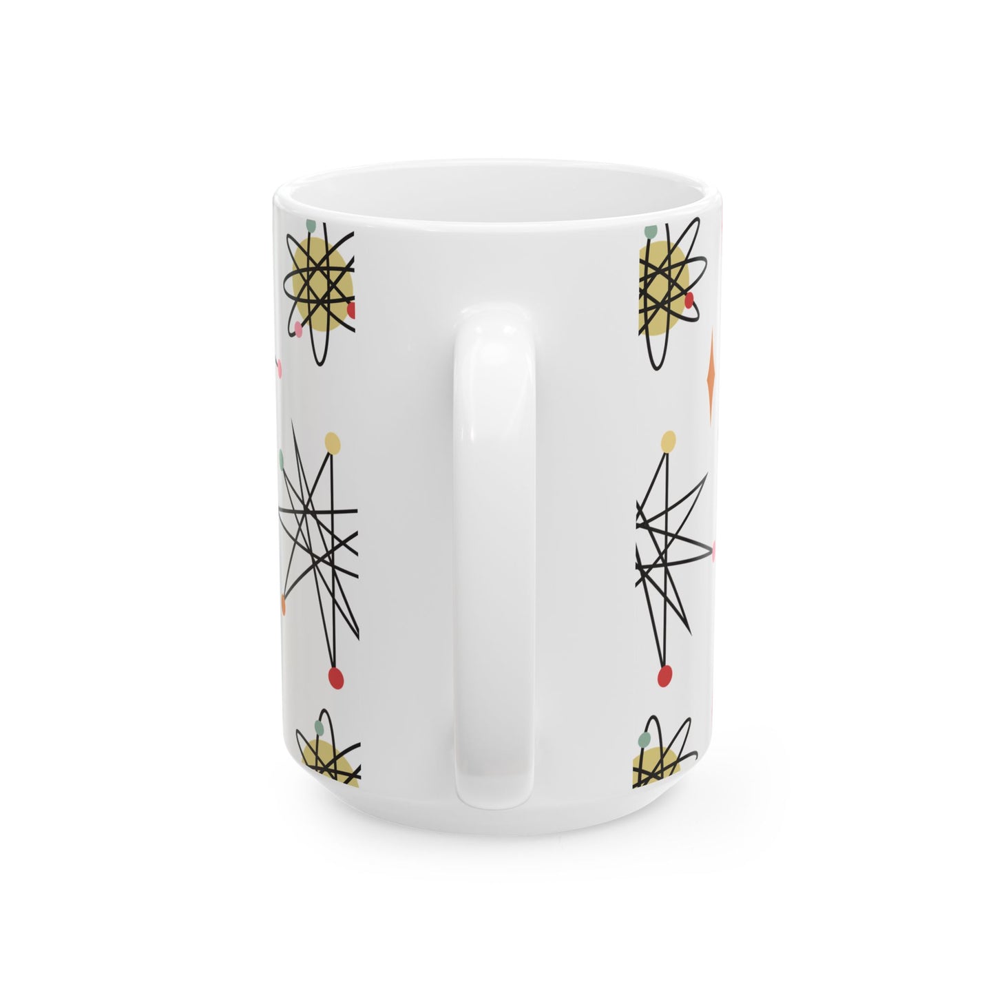 Mid-Century Atomic Pattern Ceramic Mug (11oz & 15oz) — Retro Starburst Coffee Cup