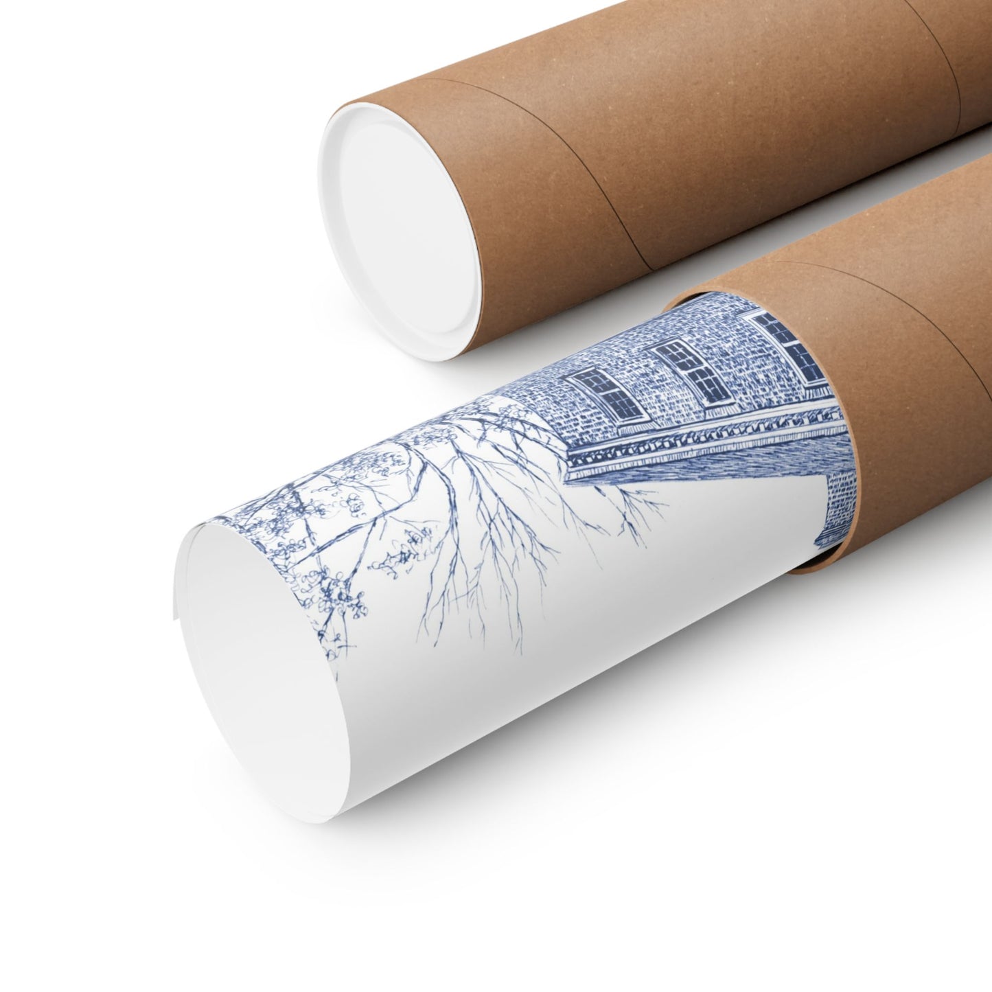 Colonial Williamsburg's Wythe House in Blue Poster — Matte Horizontal Architectural Print