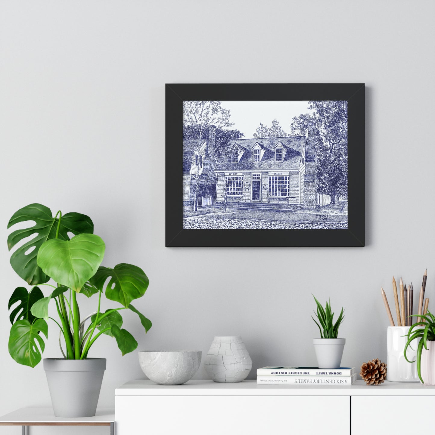 Colonial Williamsburg's William Pitt Shop in Blue Framed Poster