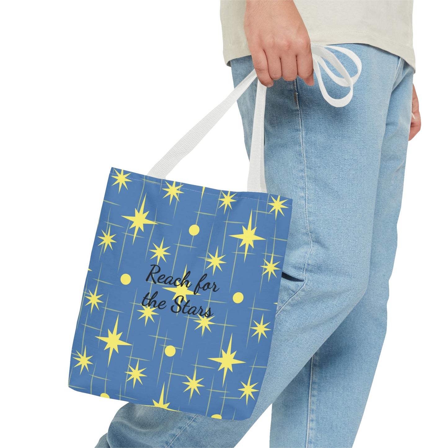 Reach for the Stars Tote Bag — Inspirational Star Pattern All-Over Print