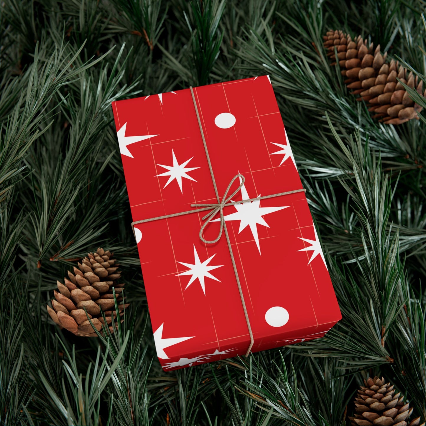 Christmas Star Red Gift Wrap Paper