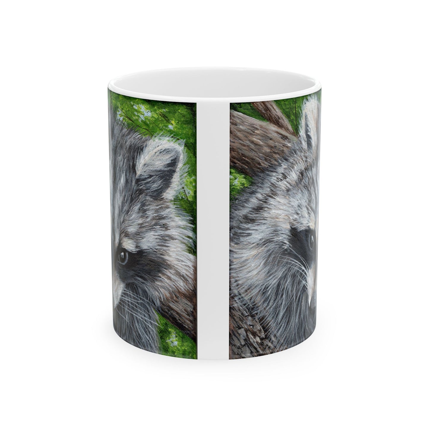 Raccoon Art Ceramic Mug — Forest Wildlife Coffee Cup (11oz & 15oz)