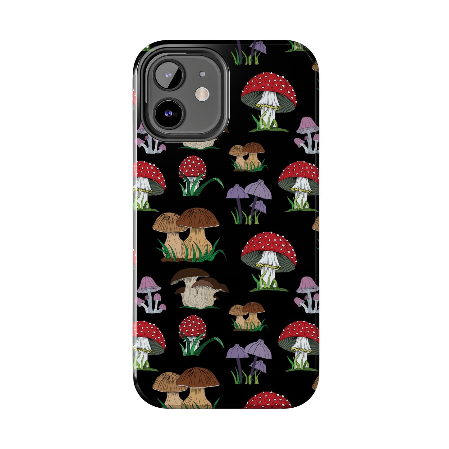 Mushroom Pattern on Black Tough iPhone Cases