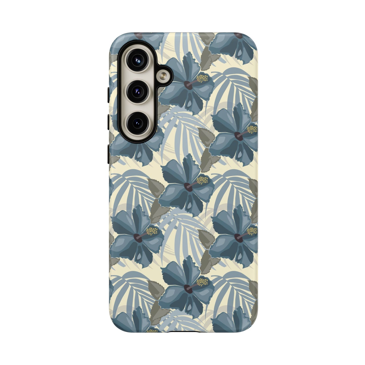 Blue Hibiscus in Earth Tones Tough Phone Cases