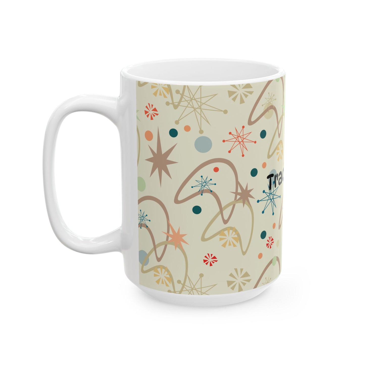 Personalized Retro Starburst Ceramic Mug — Custom Name Coffee Cup (11oz & 15oz)