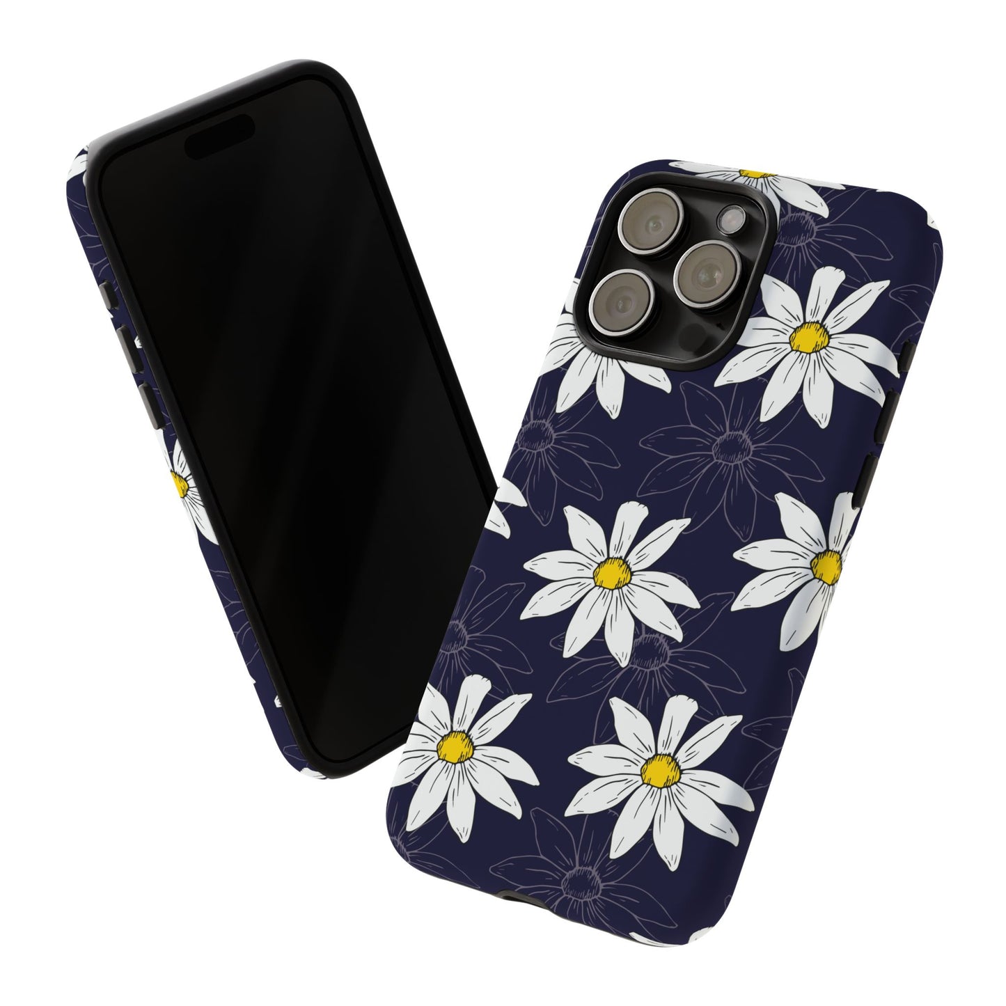 Daisies on Dark Blue Accent Phone Case