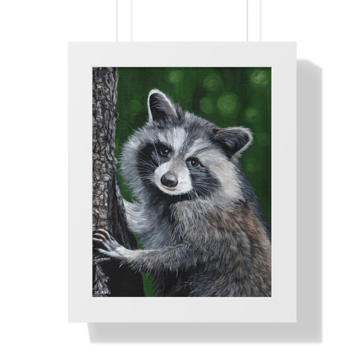 Framed Raccoon Poster — Cute Woodland Animal Wall Art (Vertical)