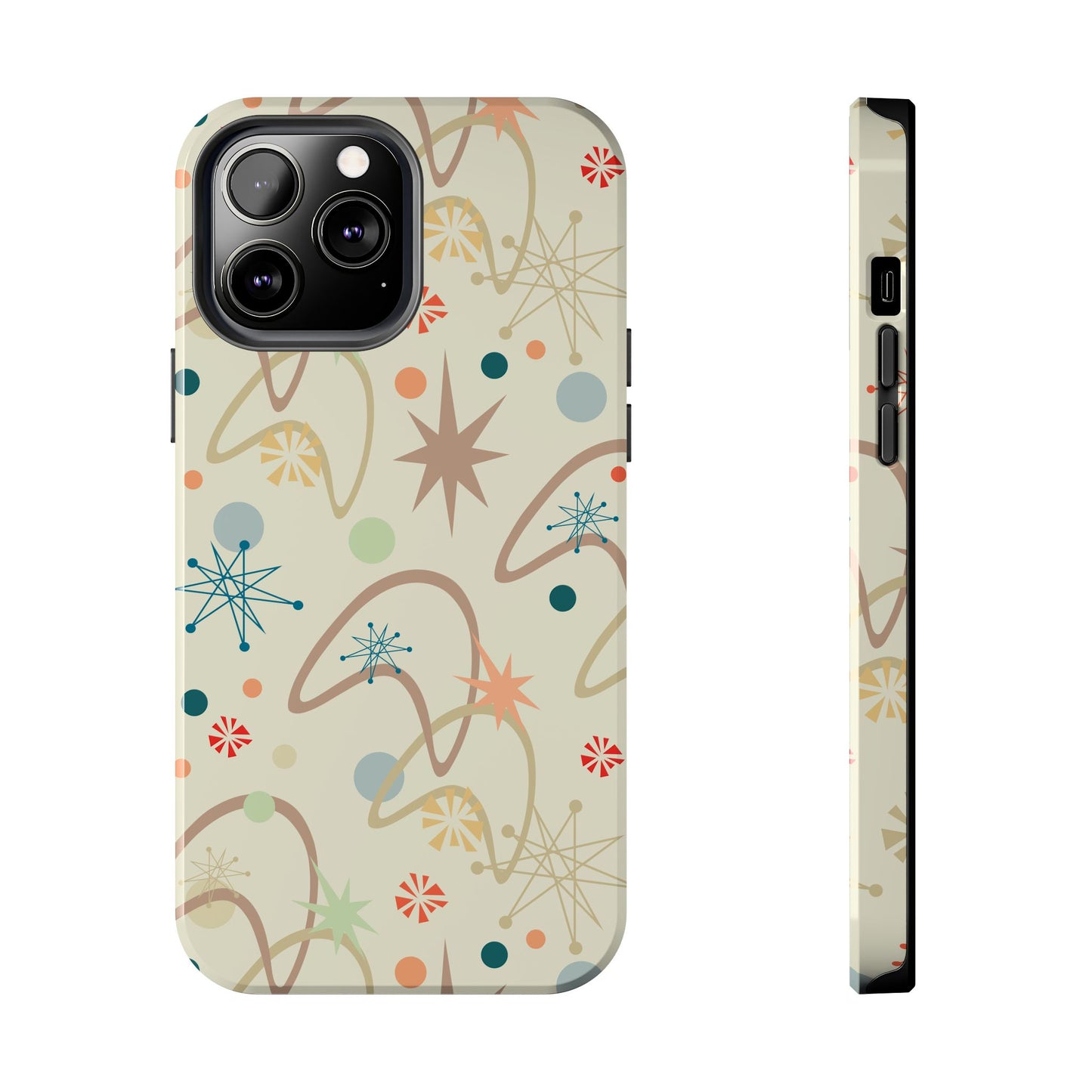 1950s Atomic Age Retro Pattern in Tan Tough iPhone Cases