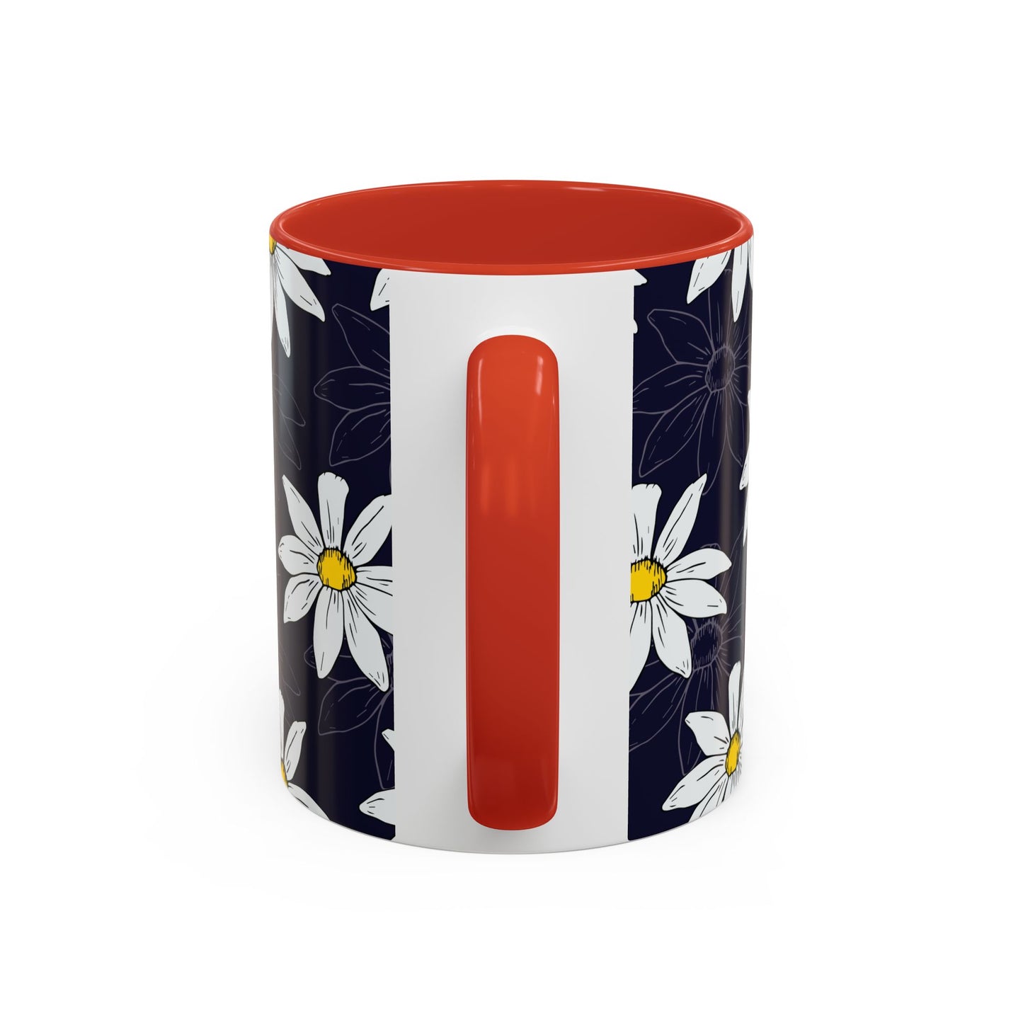 Daisies on Dark Blue Accent Coffee Mug (11, 15oz)