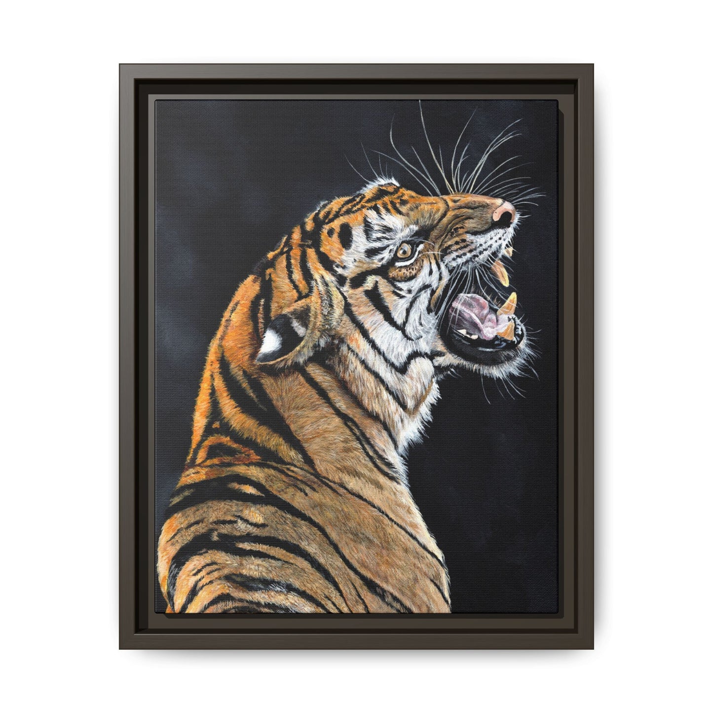 Roaring Tiger Matte Canvas Framed Wall Art