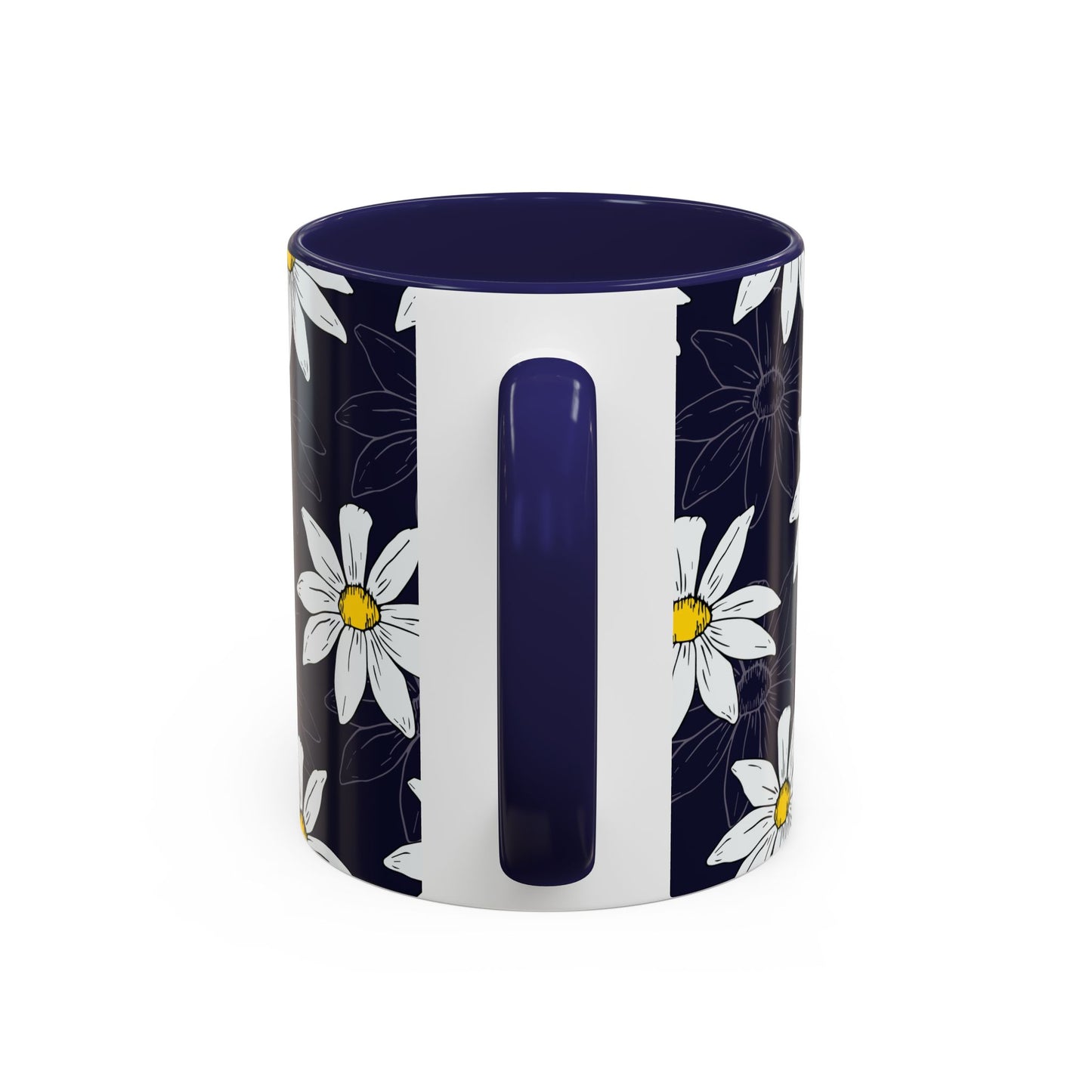 Daisies on Dark Blue Accent Coffee Mug (11, 15oz)