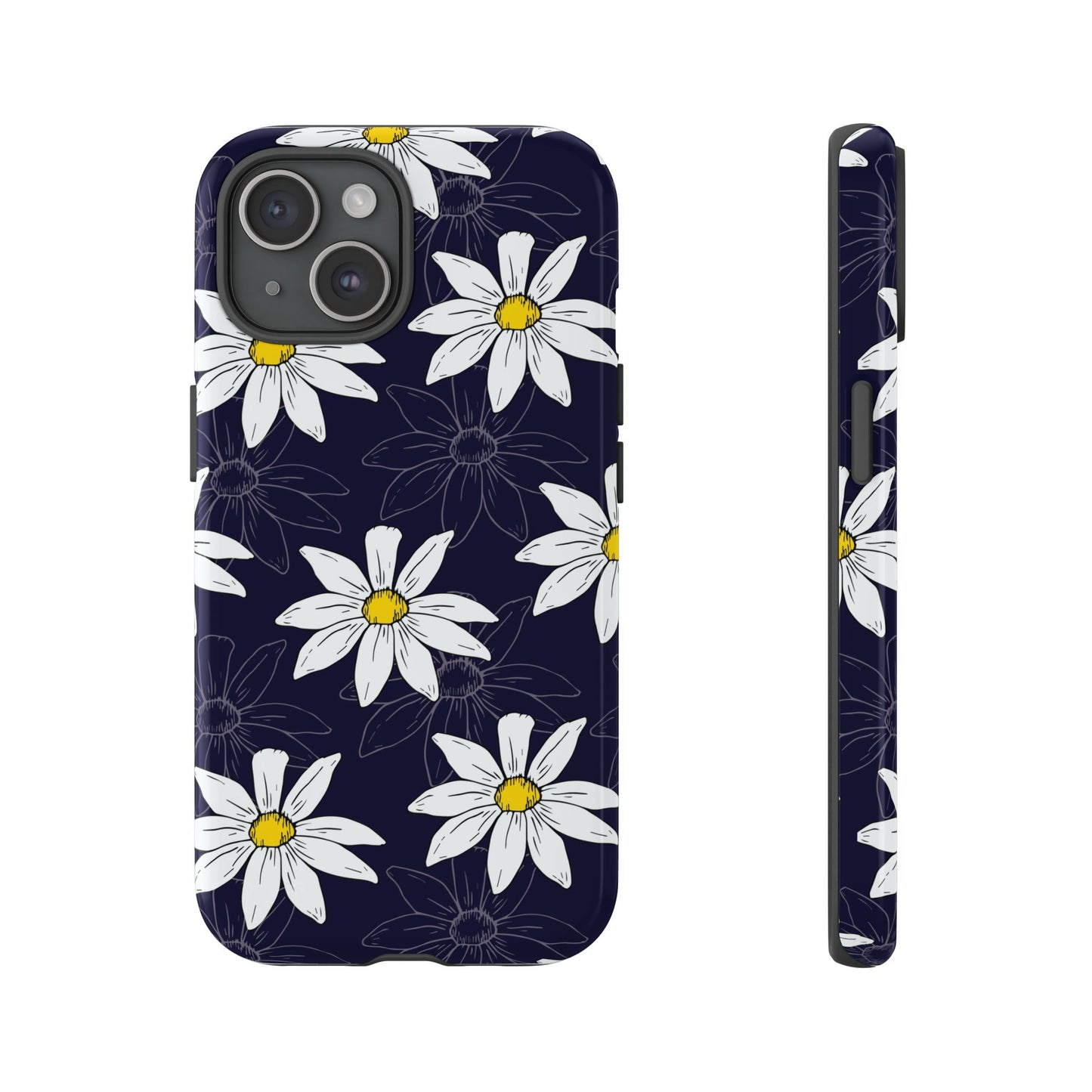 Daisies on Dark Blue Accent Phone Case