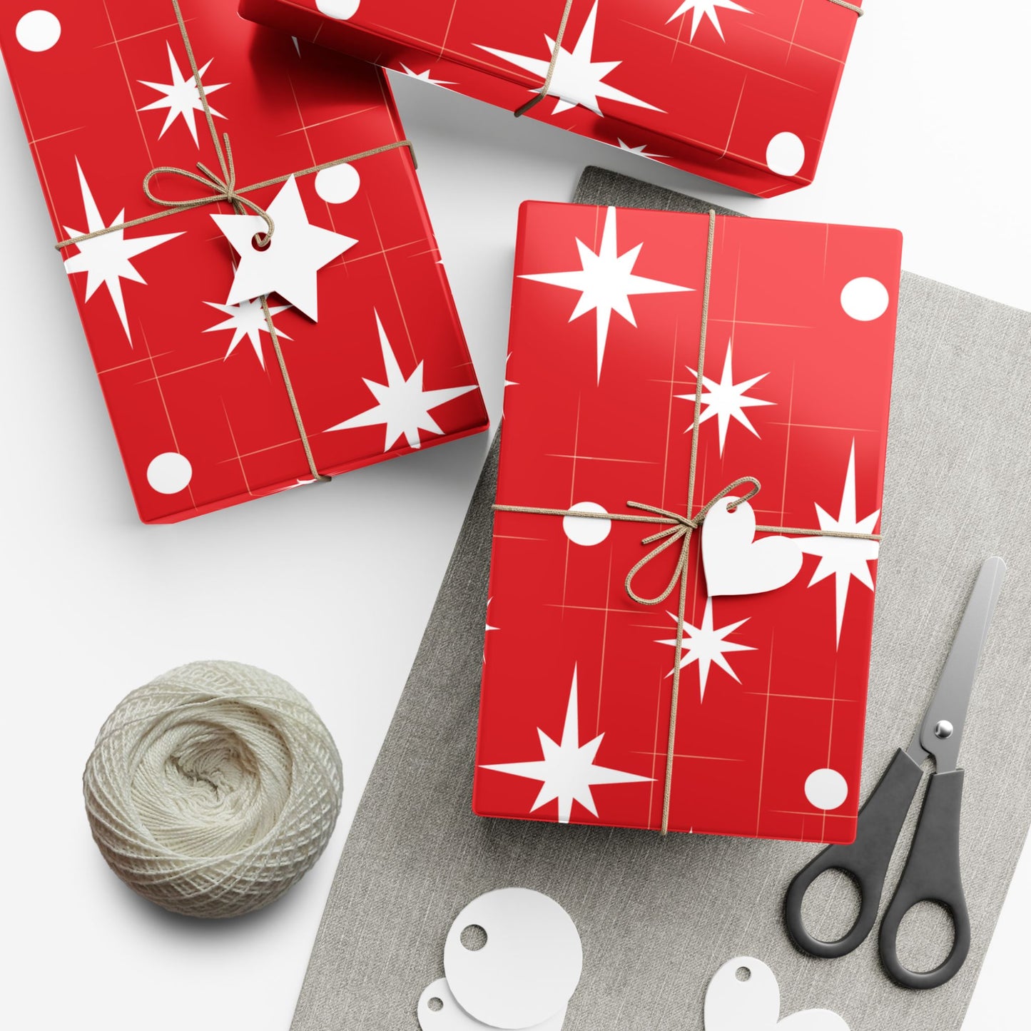 Christmas Star Red Gift Wrap Paper