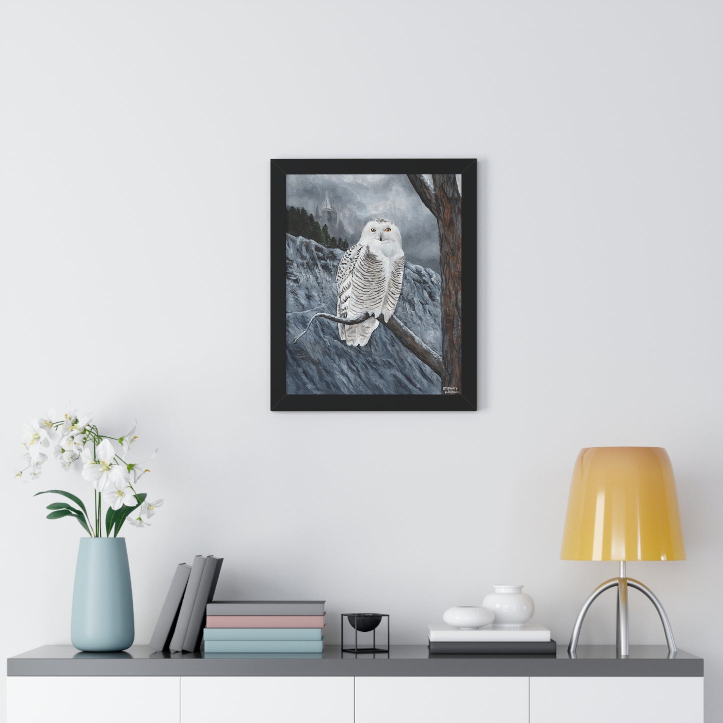 Snowy Owl Framed Poster — Wildlife Art Print for Nature Lovers