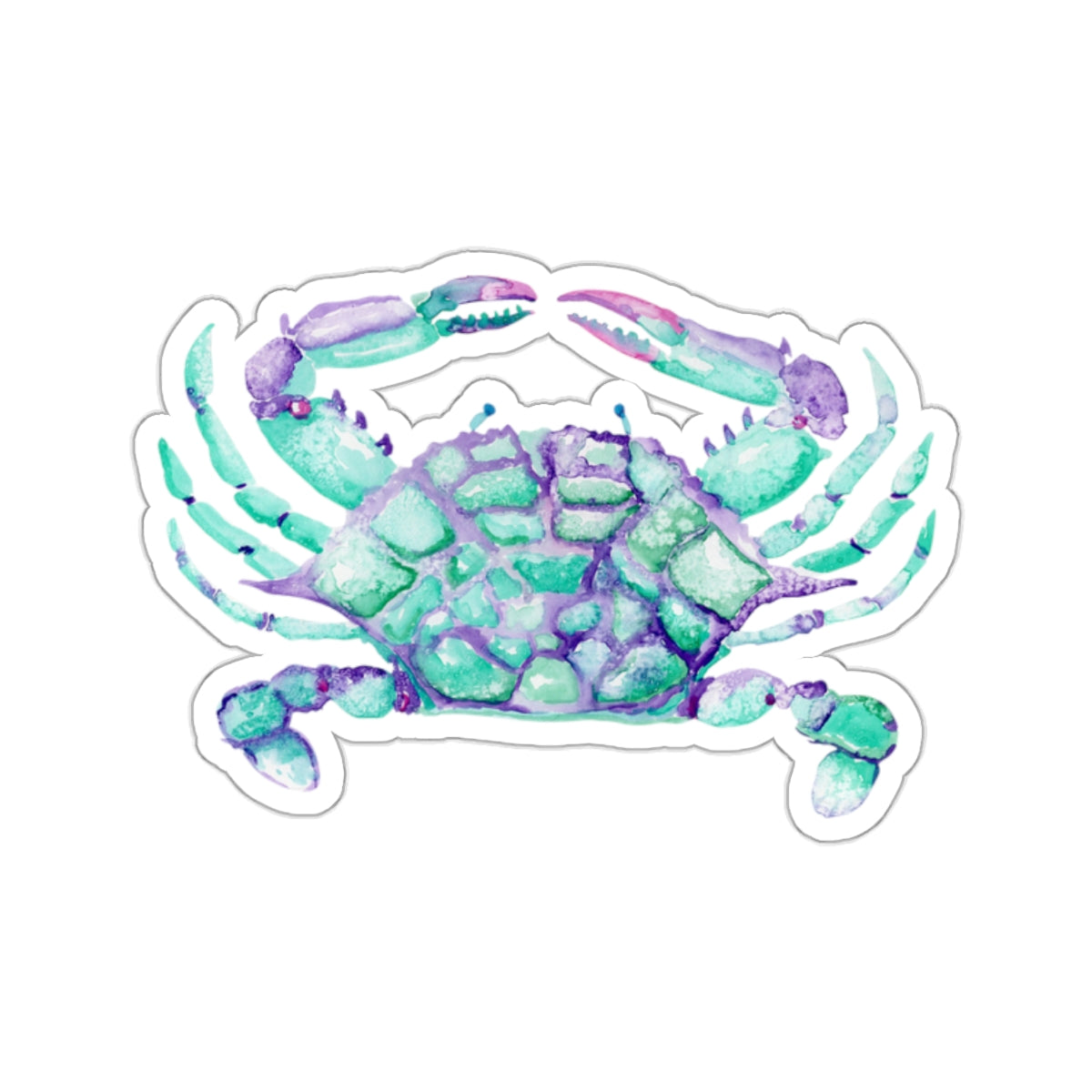 Teal and Purple Watercolor Crab Kiss-Cut Stickers