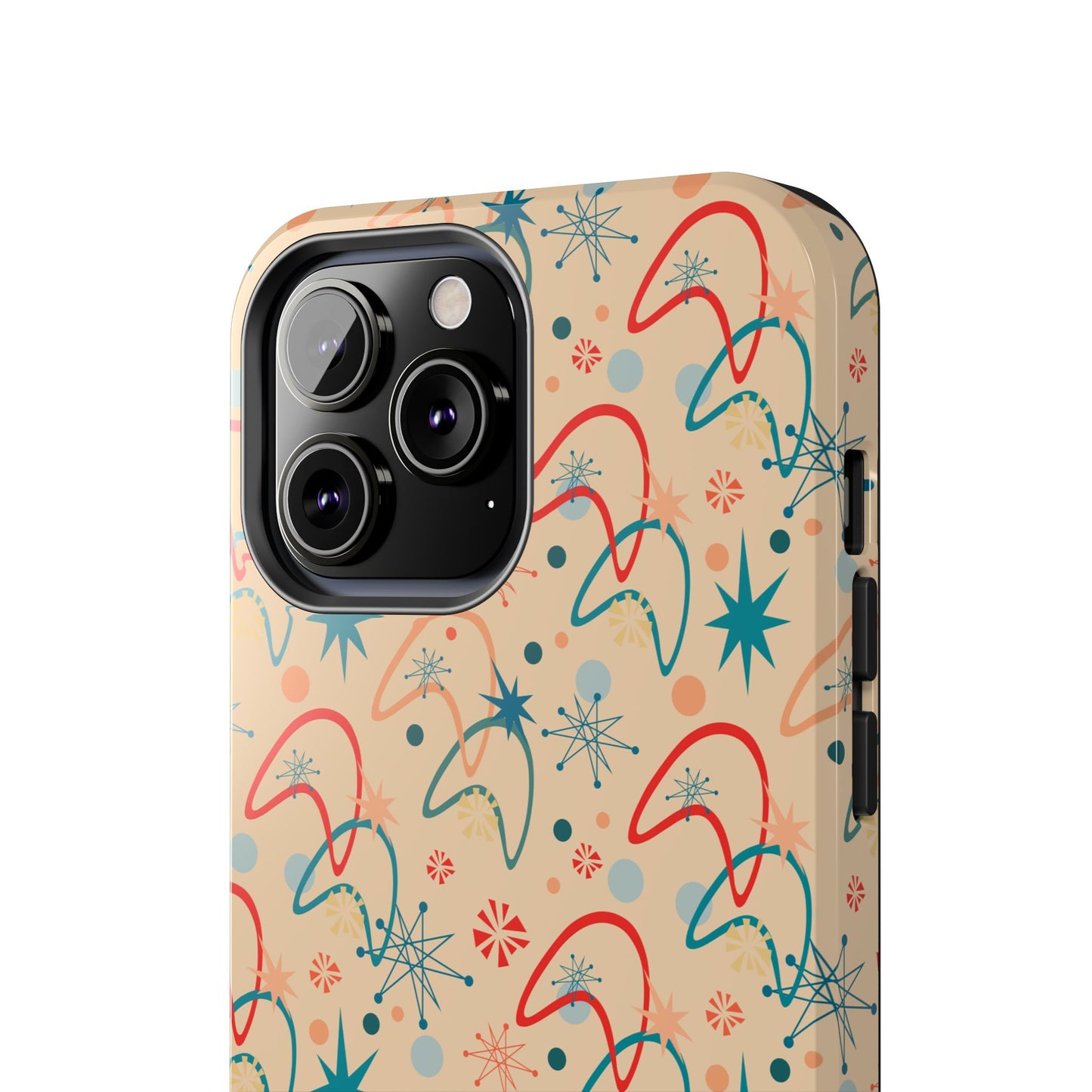 1950s Atomic Age Retro Pattern in Beige Tough iPhone Case