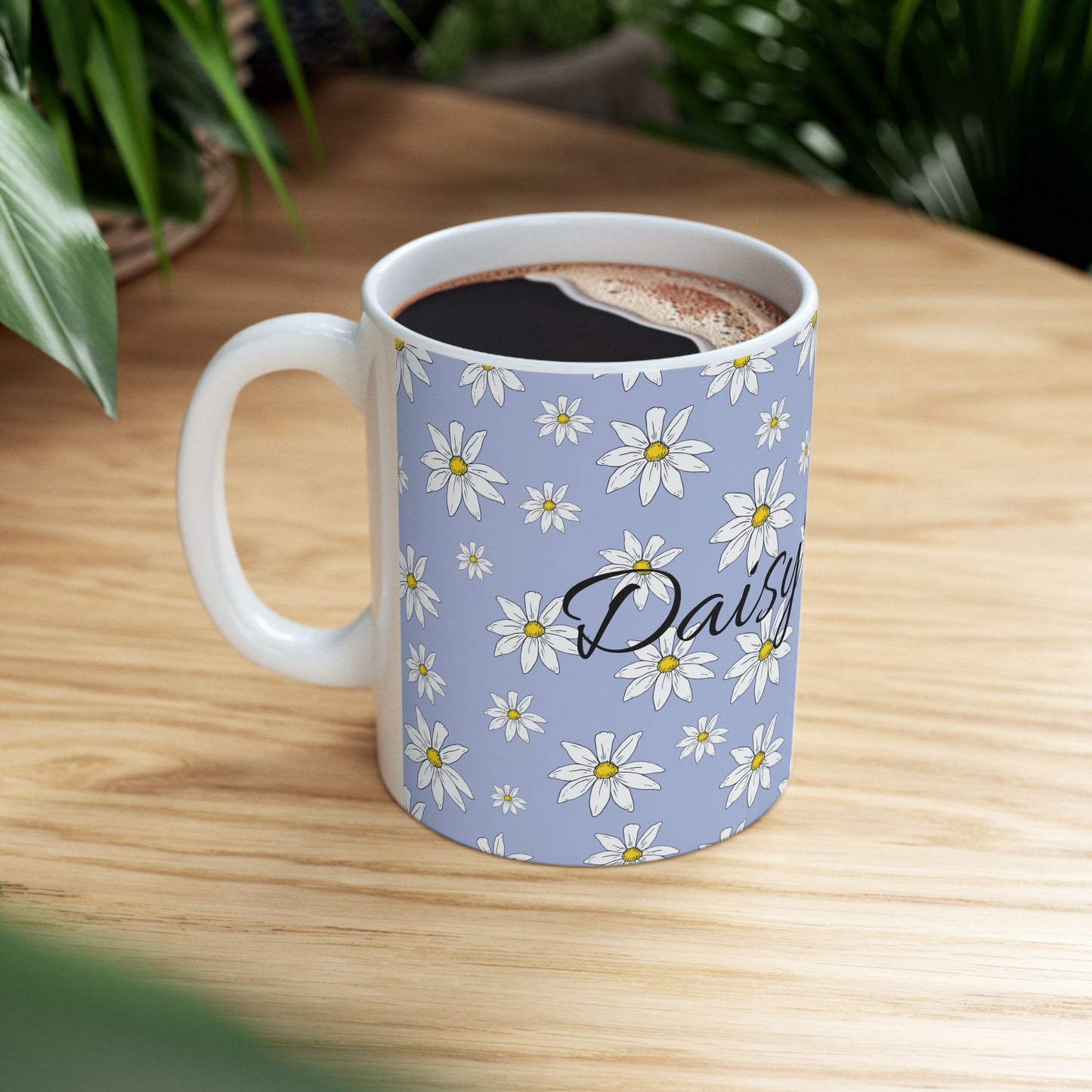 Daisy Pattern Ceramic Mug – Personalized Floral Coffee Cup (11oz & 15oz)