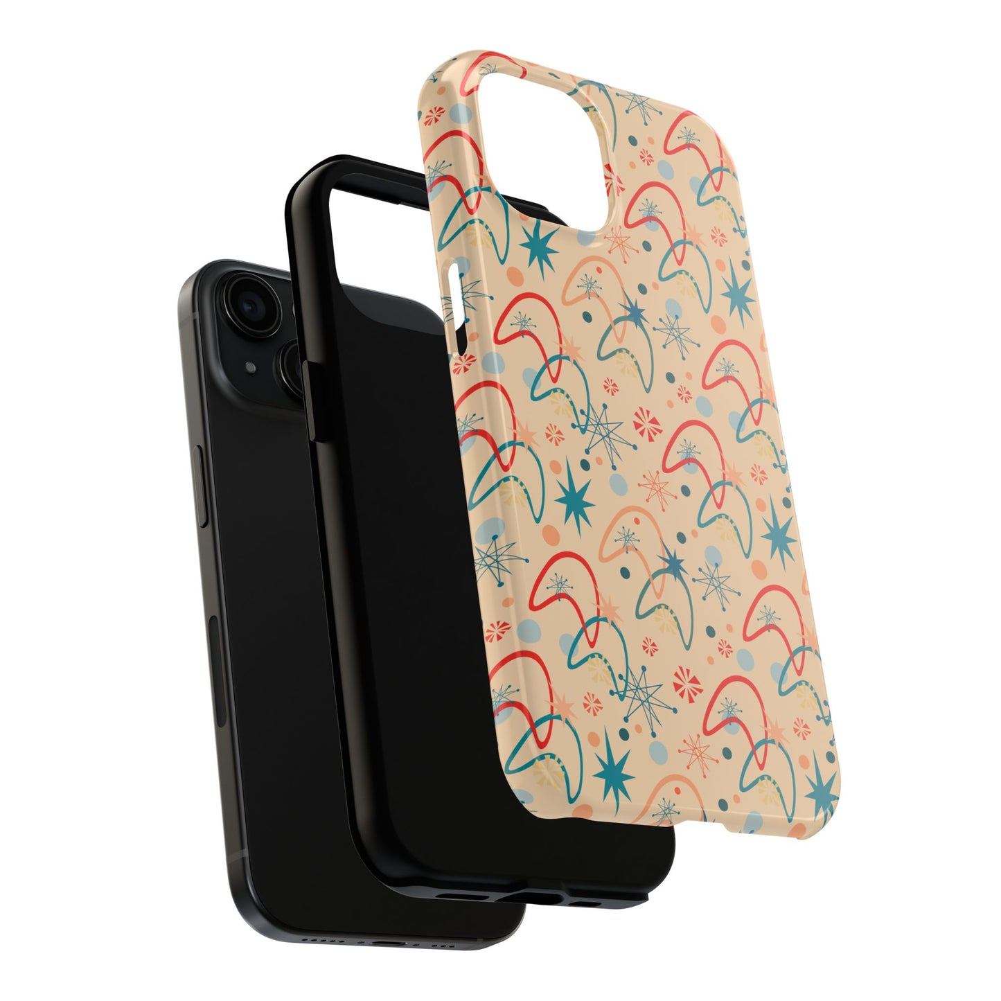 1950s Atomic Age Retro Pattern in Beige Tough iPhone Case