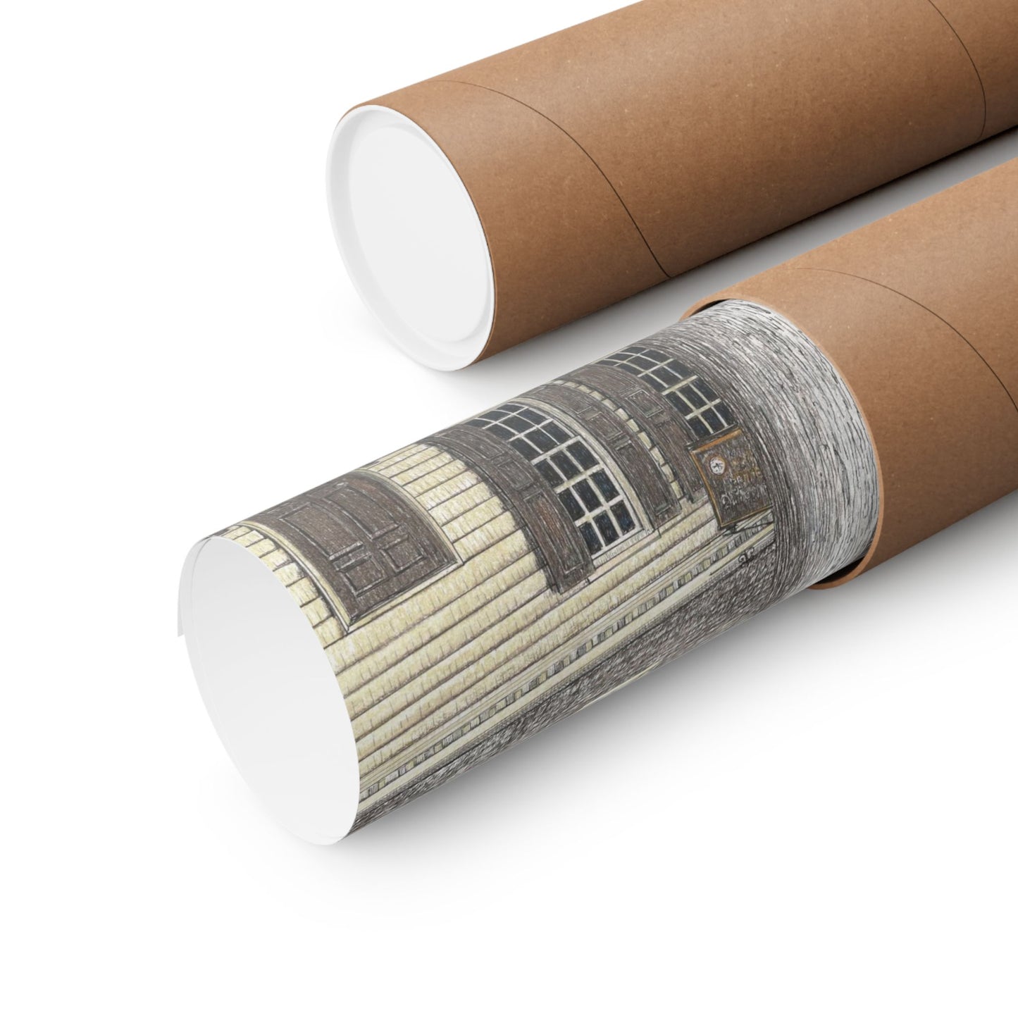 Colonial Williamsburg Street Scene Matte Poster – Historic Waterfront Houses Wall Art