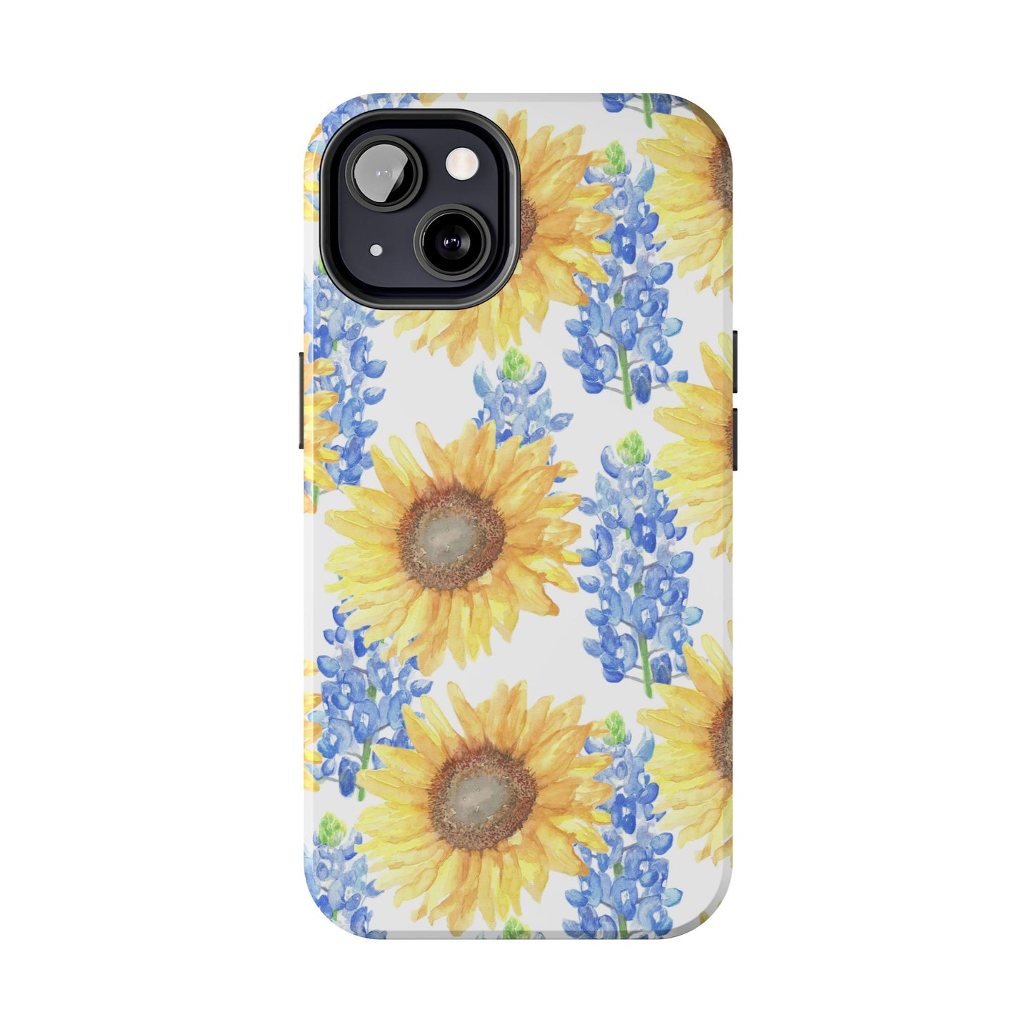 Sunflower and Bluebonnet Pattern Tough iPhone Cases