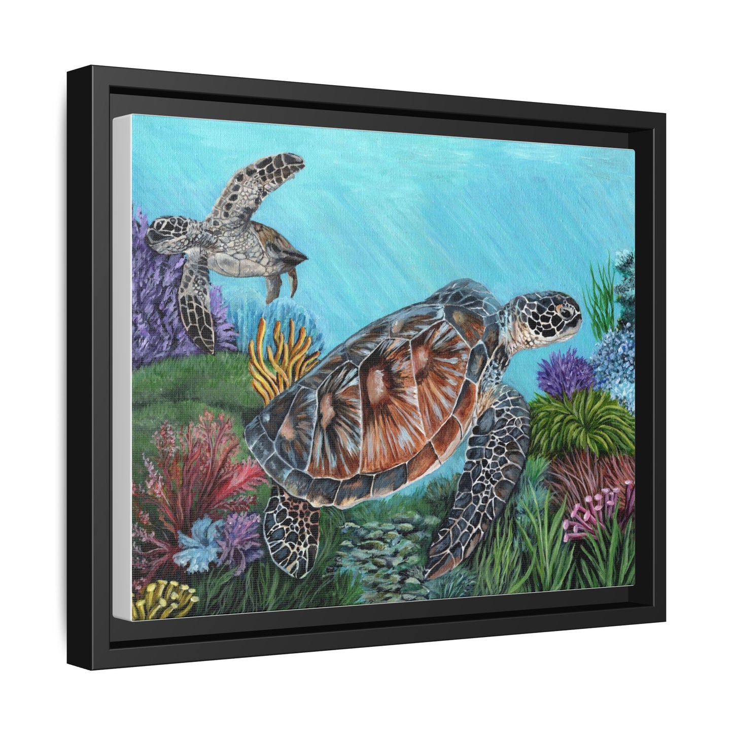 Sea Turtle Canvas Print — Framed Matte Ocean Wall Art