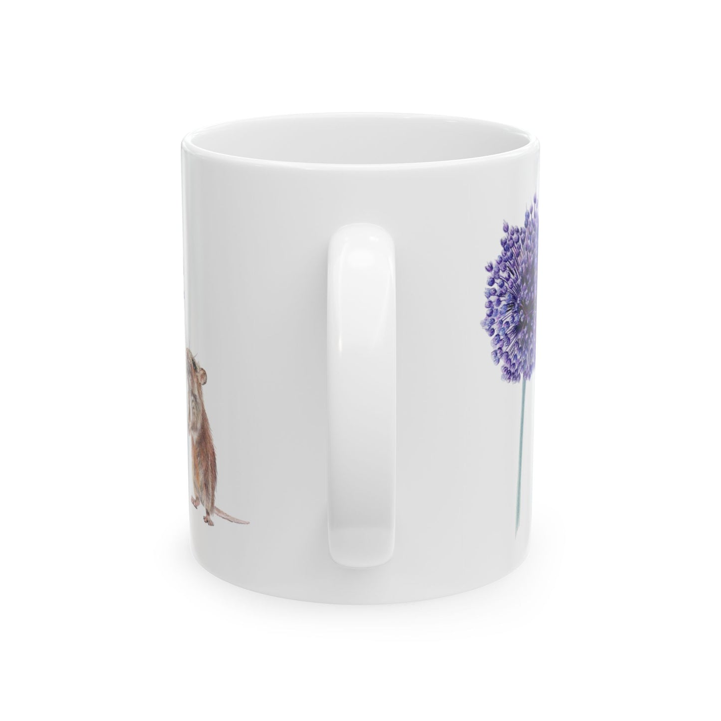 Yorktown Onion (Allium) and Mouse Ceramic Mug — Cute Floral Coffee Cup (11oz, 15oz)