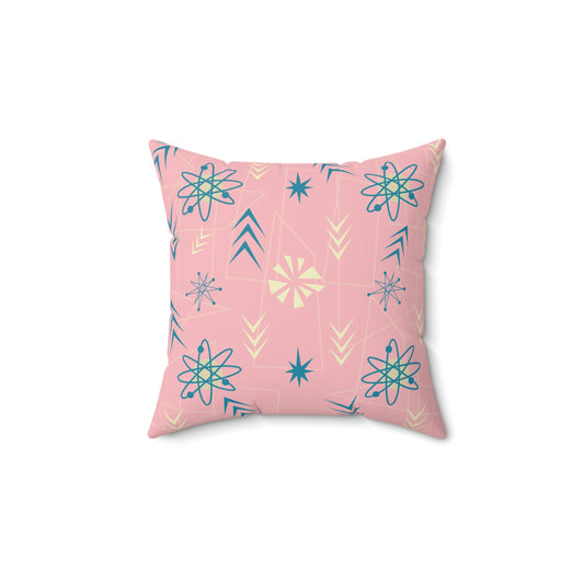 Retro Atomic Pink Decorative Throw Pillow