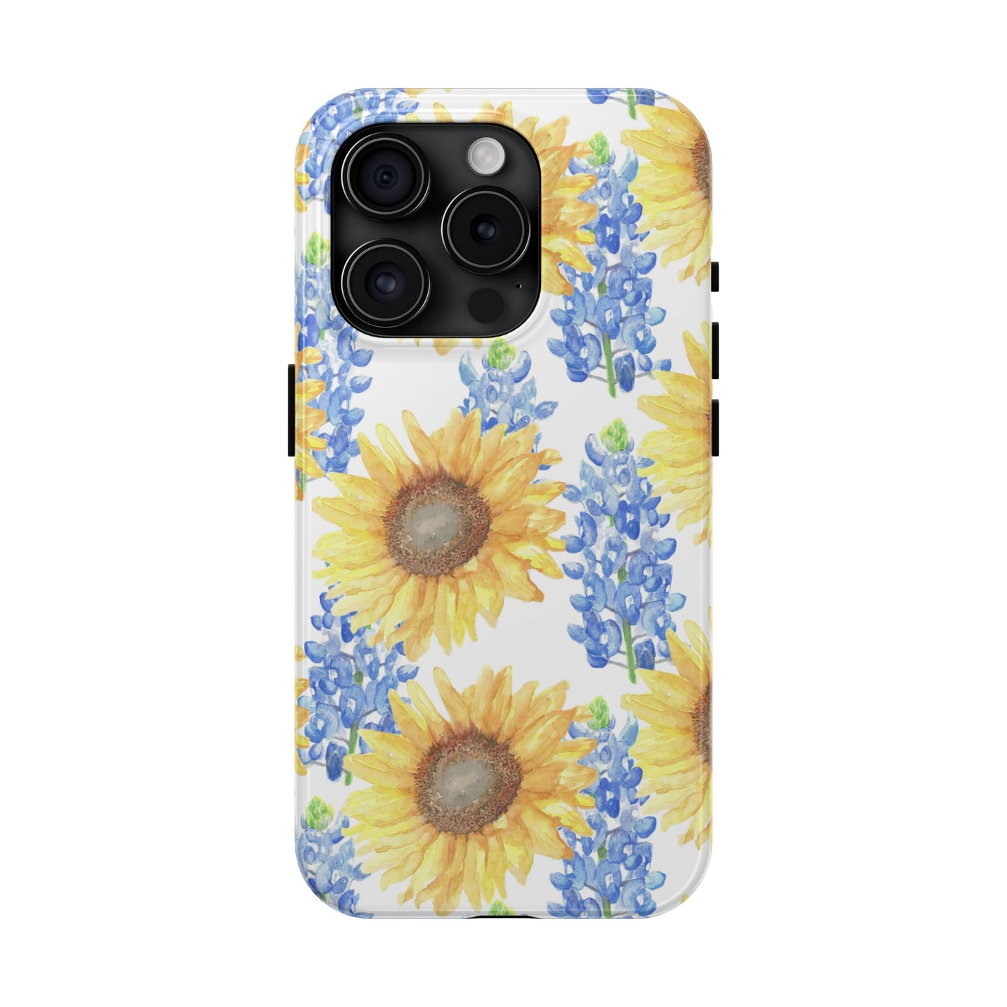 Sunflower and Bluebonnet Pattern Tough iPhone Cases