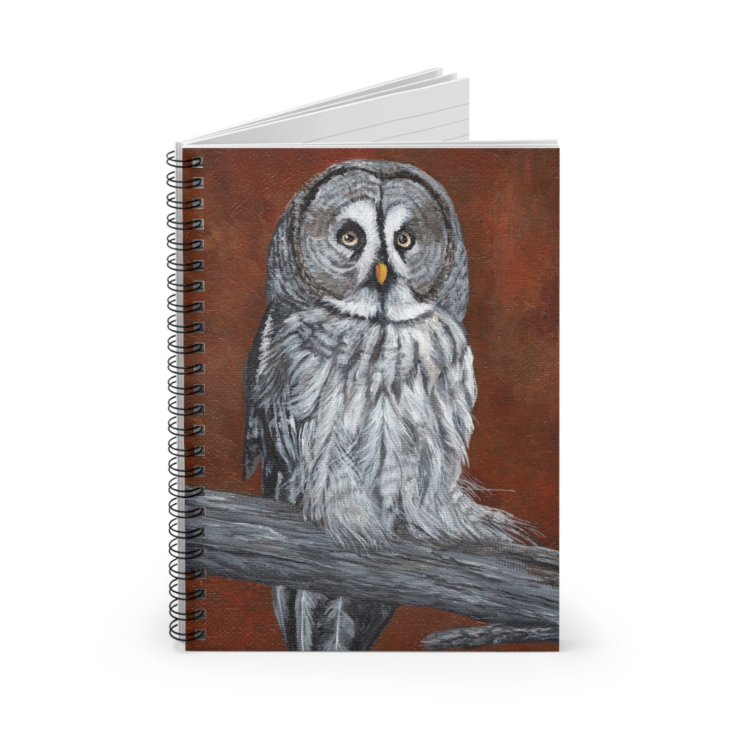 Owl Portrait Spiral Notebook — Ruled Lined Journal for Nature Lovers