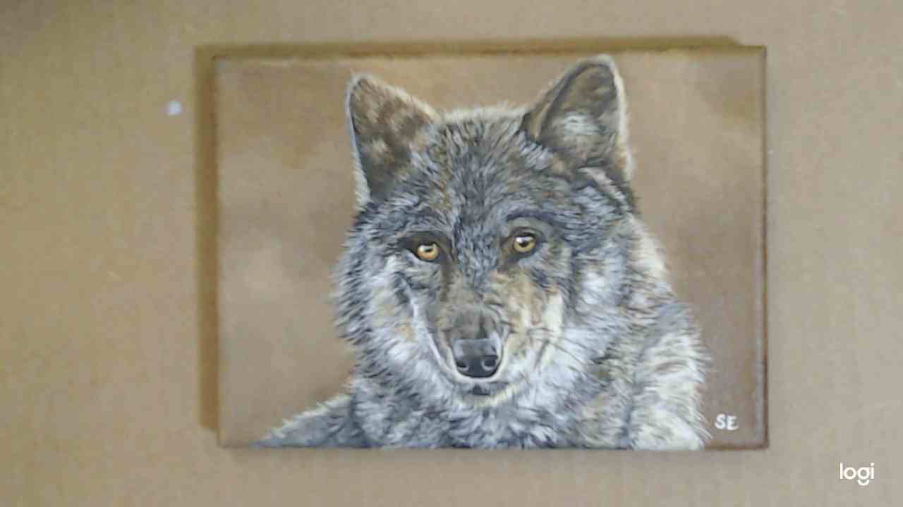 7 x 5 inch Wolf Study Original Acrylic Painting