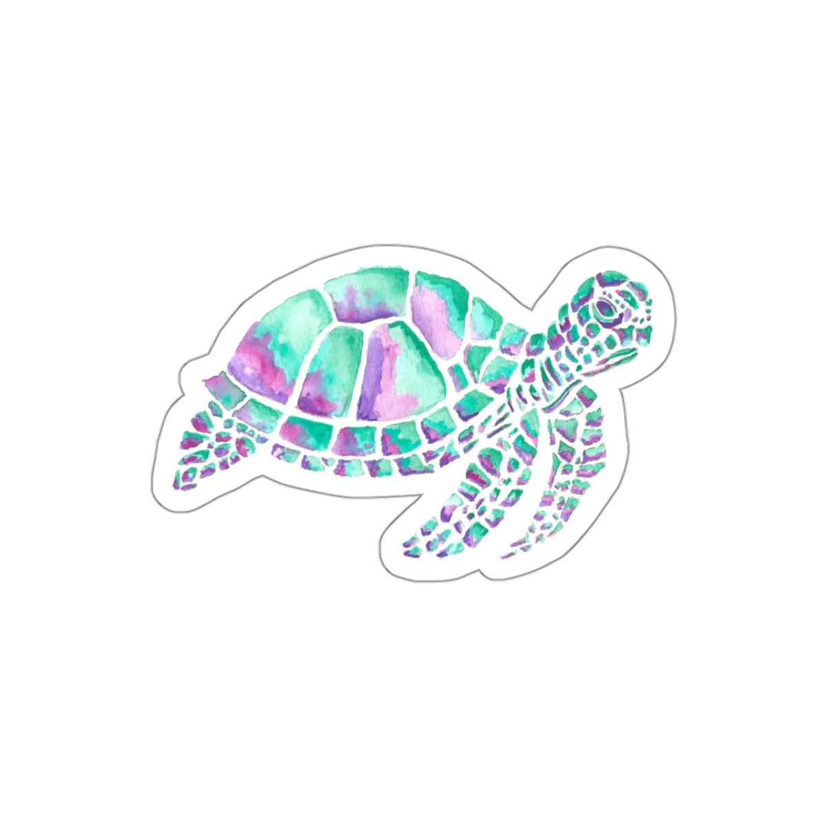 Sea Turtle in Teal and Purple Kiss-Cut Stickers