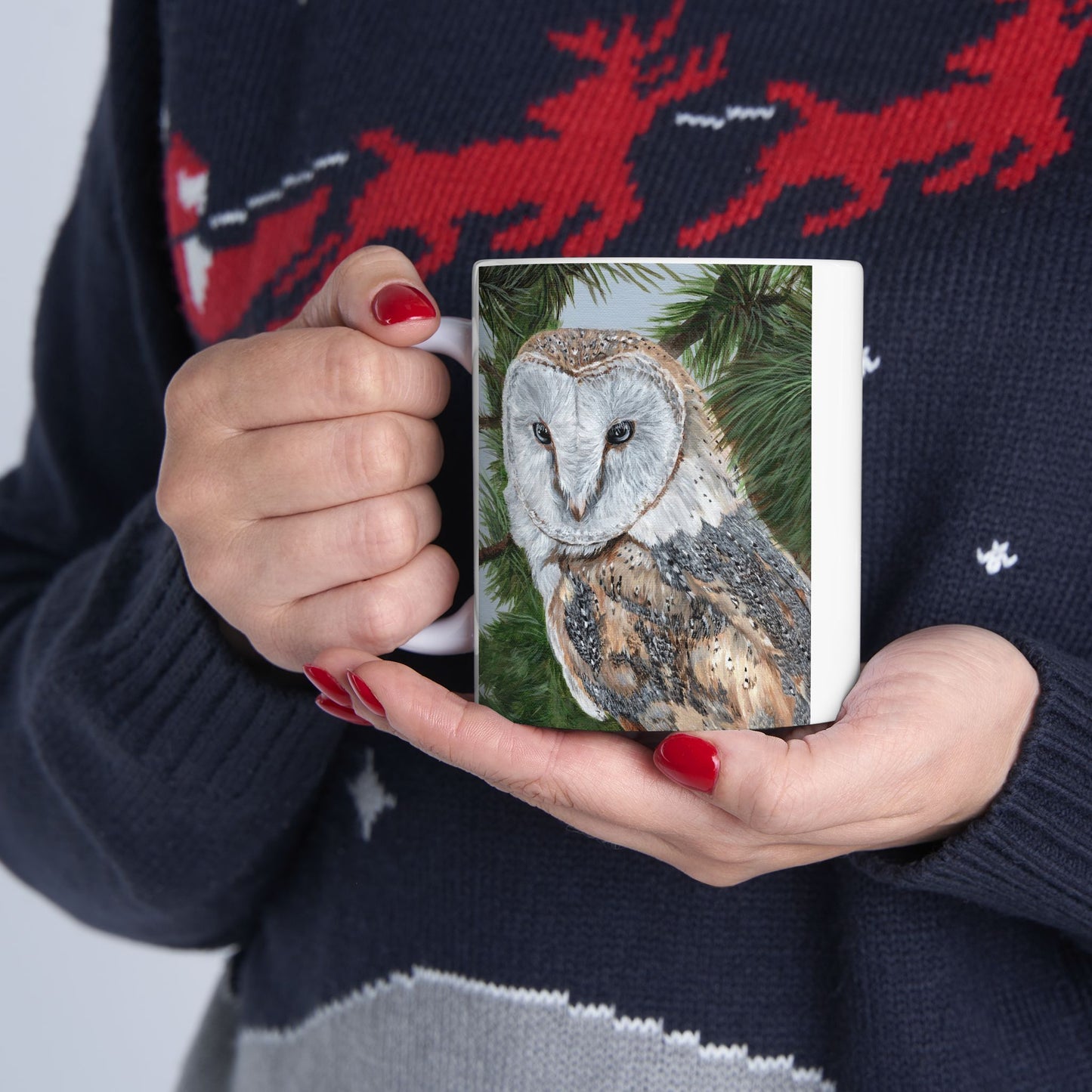 Barn Owl Ceramic Mug — Detailed Wildlife Art Coffee Cup (11oz & 15oz)