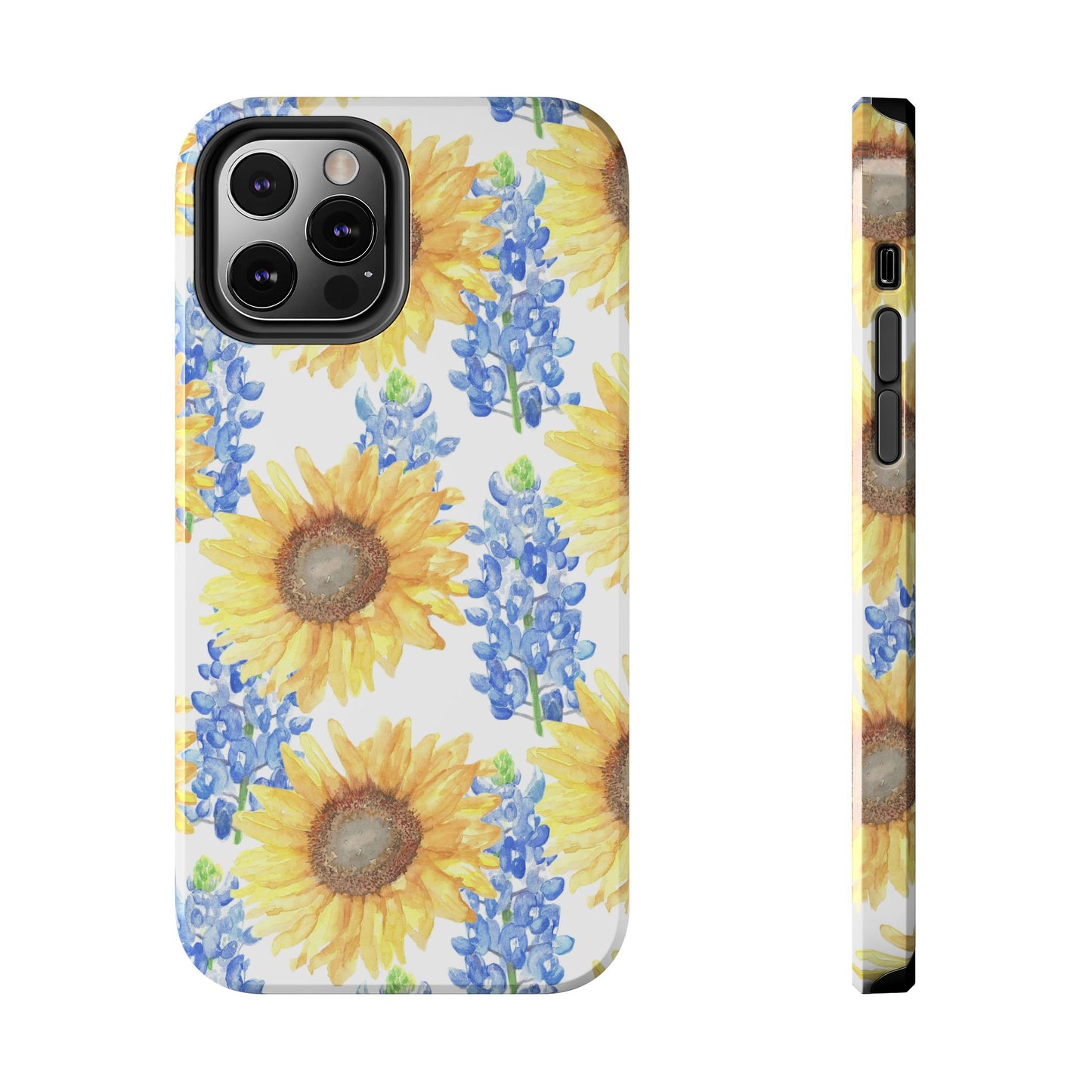 Sunflower and Bluebonnet Pattern Tough iPhone Cases