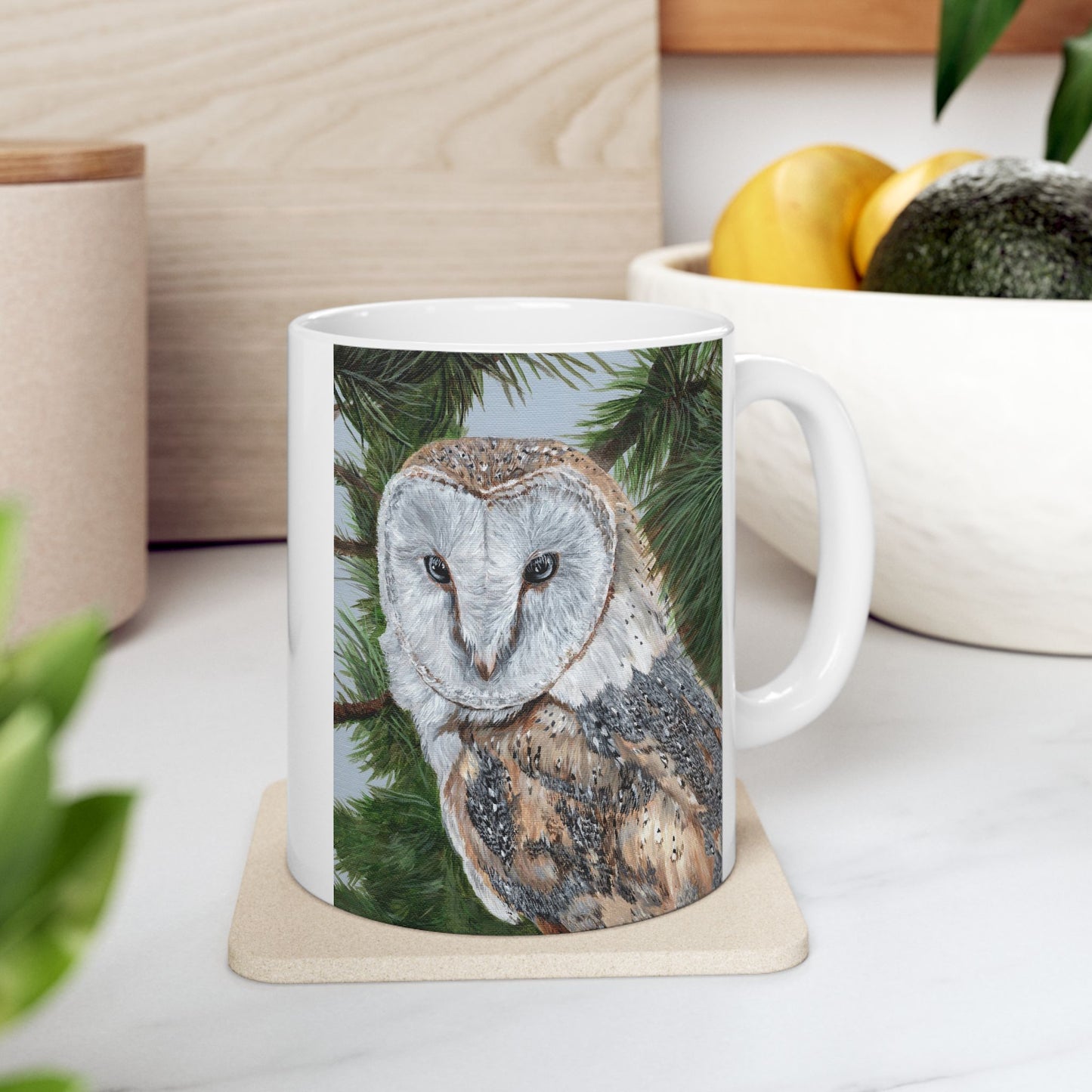 Barn Owl Ceramic Mug — Detailed Wildlife Art Coffee Cup (11oz & 15oz)