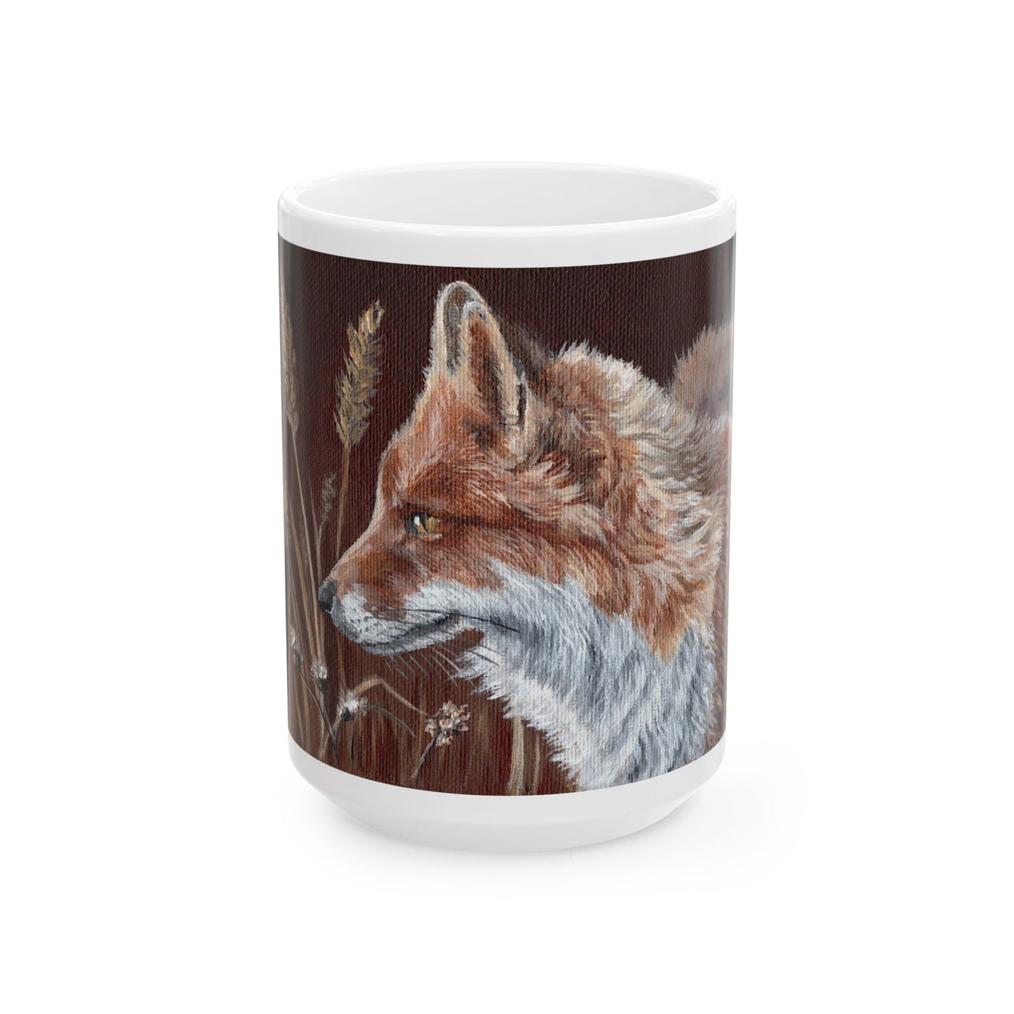 Fox Portrait Ceramic Mug — Rustic Woodland Coffee Cup (11oz & 15oz)