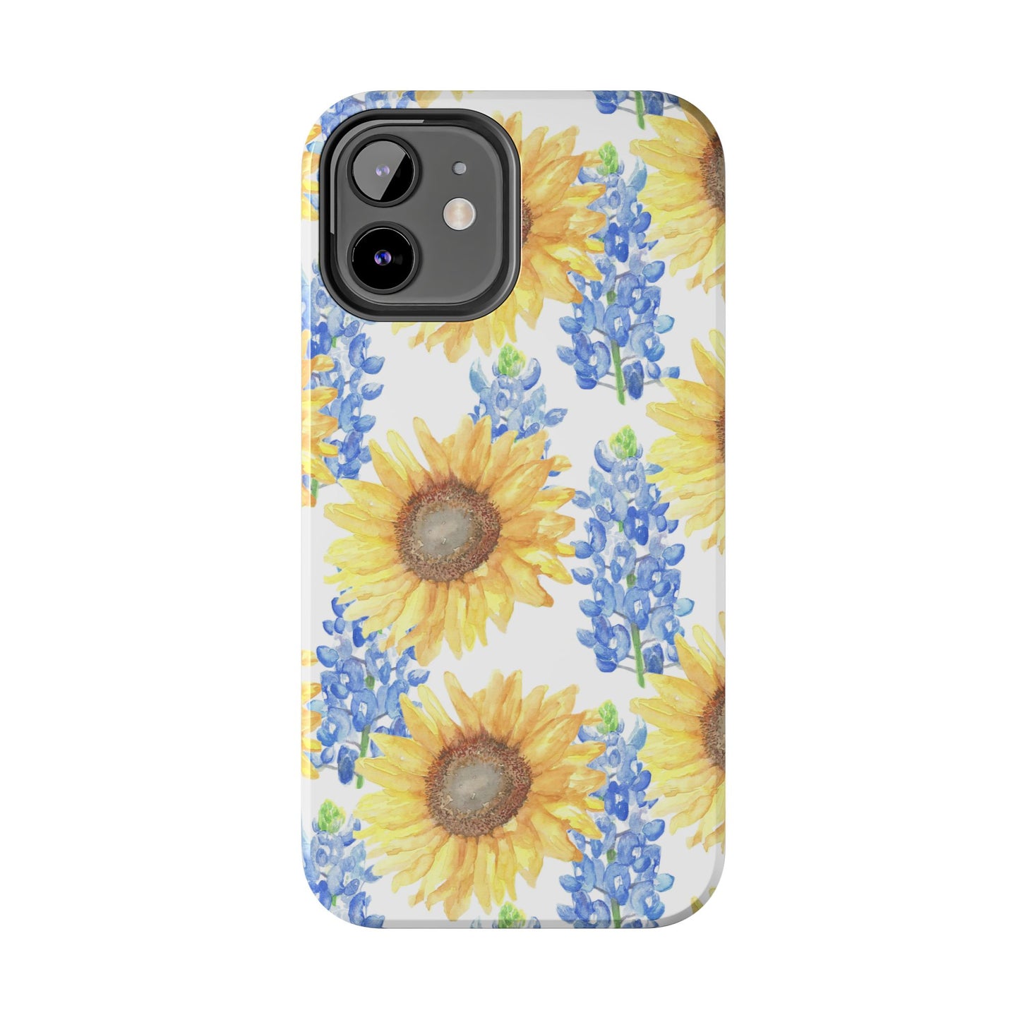 Sunflower and Bluebonnet Pattern Tough iPhone Cases