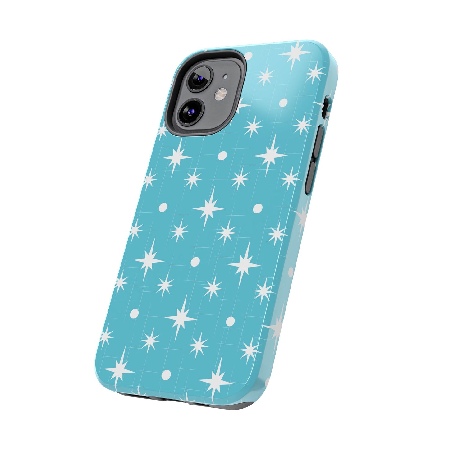 1950s Retro Star Pattern on Blue Tough iPhone Cases