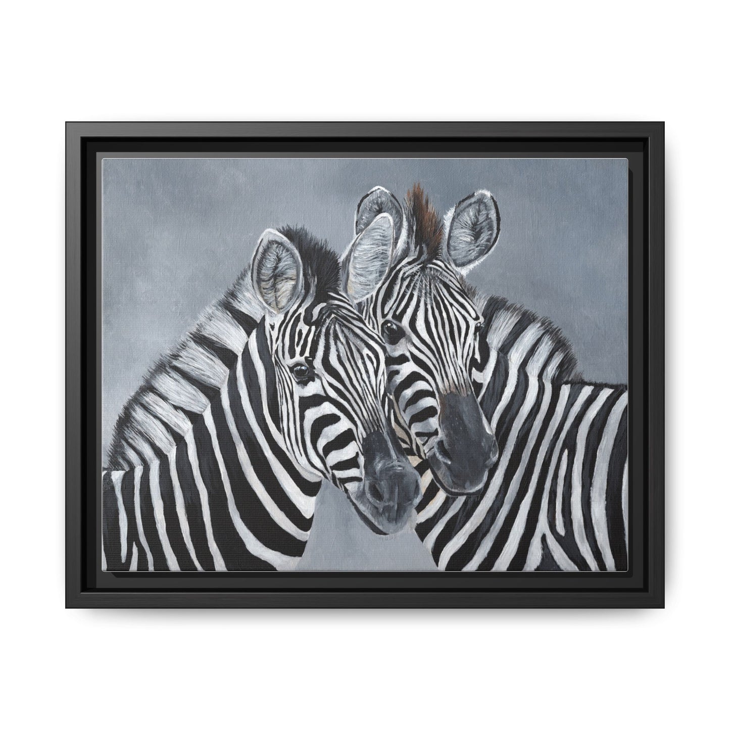 Framed Zebra Canvas Art – Matte Multi-Color Wildlife Print