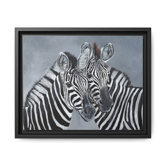 Framed Zebra Canvas Art – Matte Multi-Color Wildlife Print
