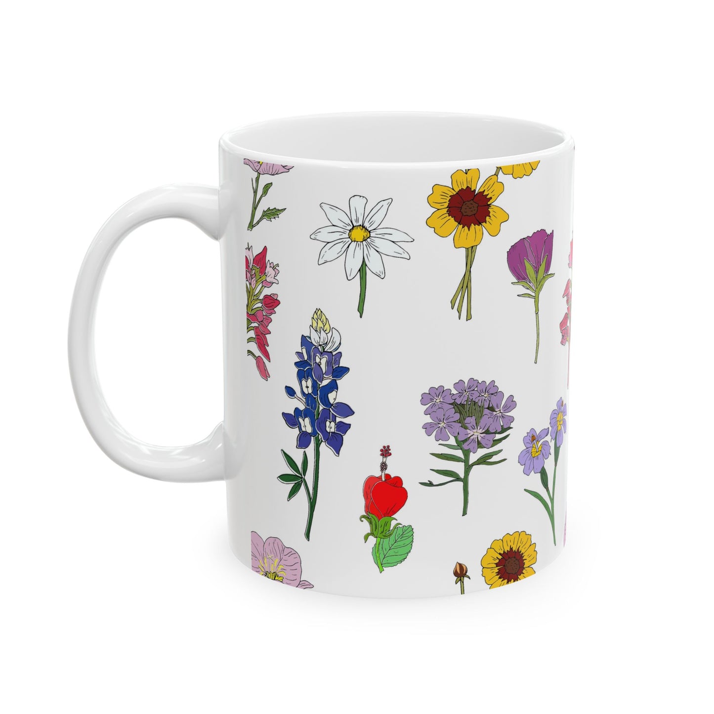 Colorful Texas Wildflowers Ceramic Mug 11oz