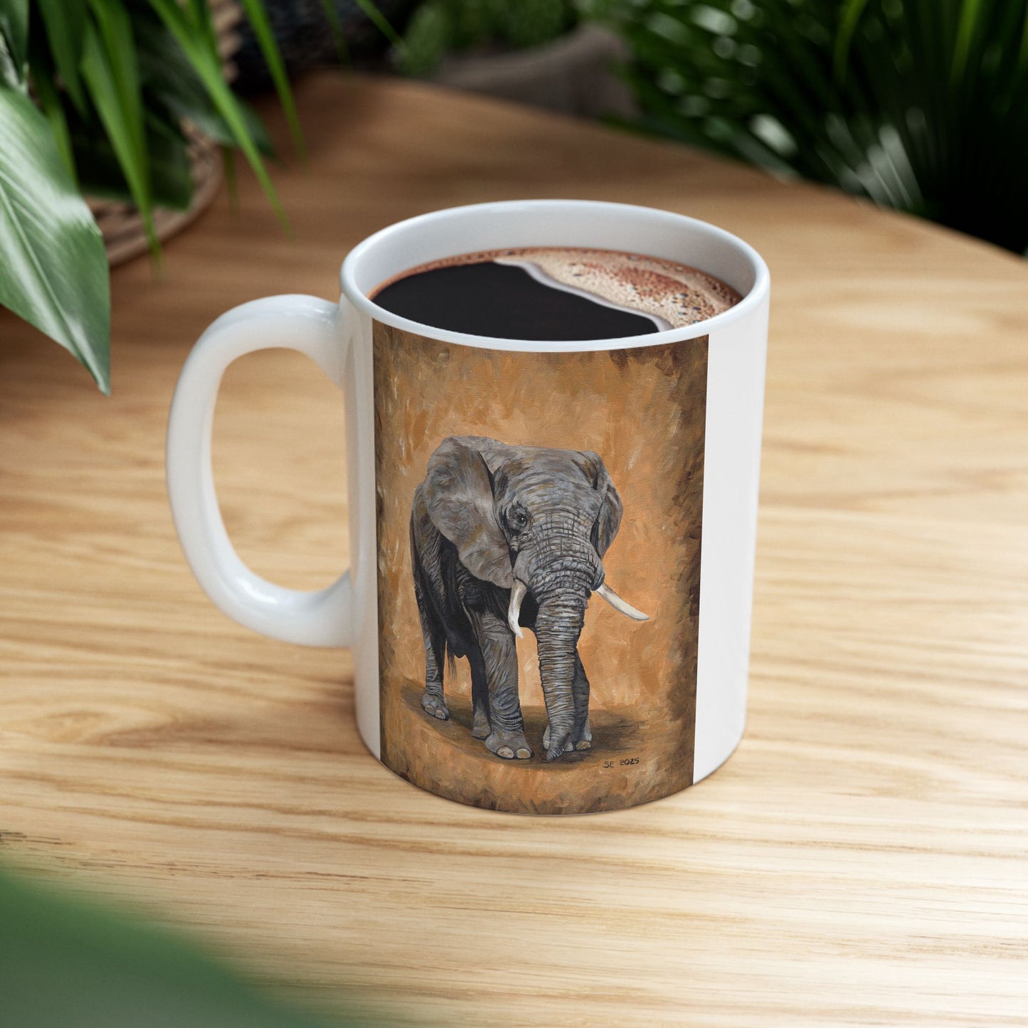 Elephant Portrait Ceramic Mug — Elephant Coffee Cup (11oz, 15oz)