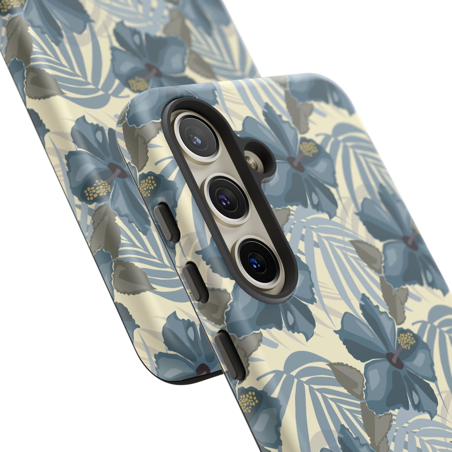 Blue Hibiscus in Earth Tones Tough Phone Cases