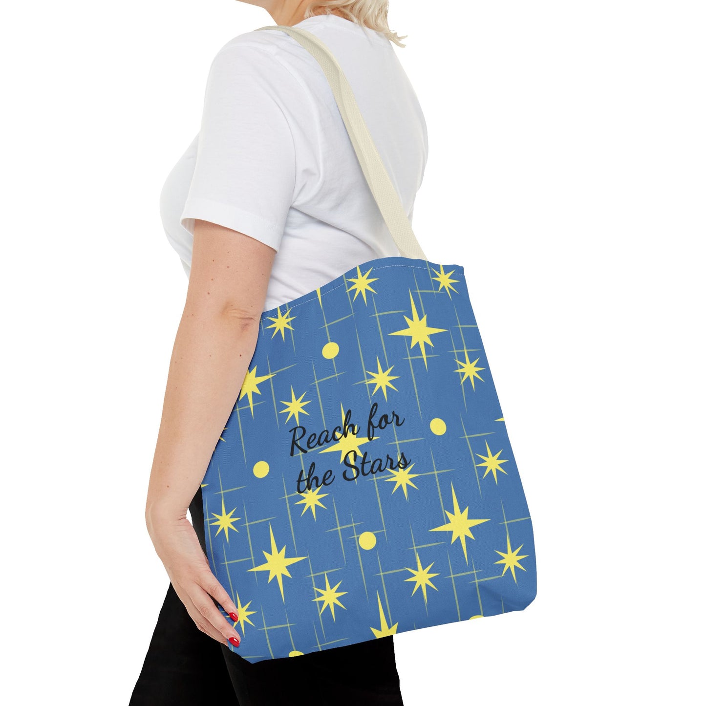 Reach for the Stars Tote Bag — Inspirational Star Pattern All-Over Print