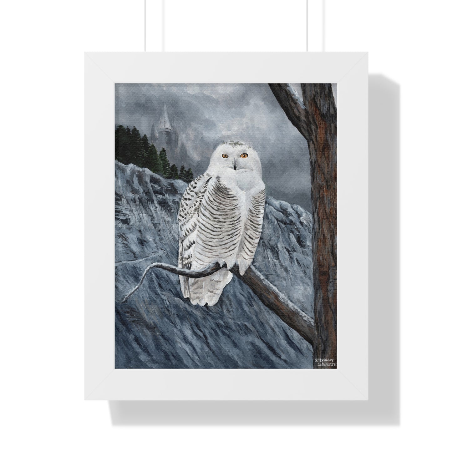 Snowy Owl Framed Poster — Wildlife Art Print for Nature Lovers