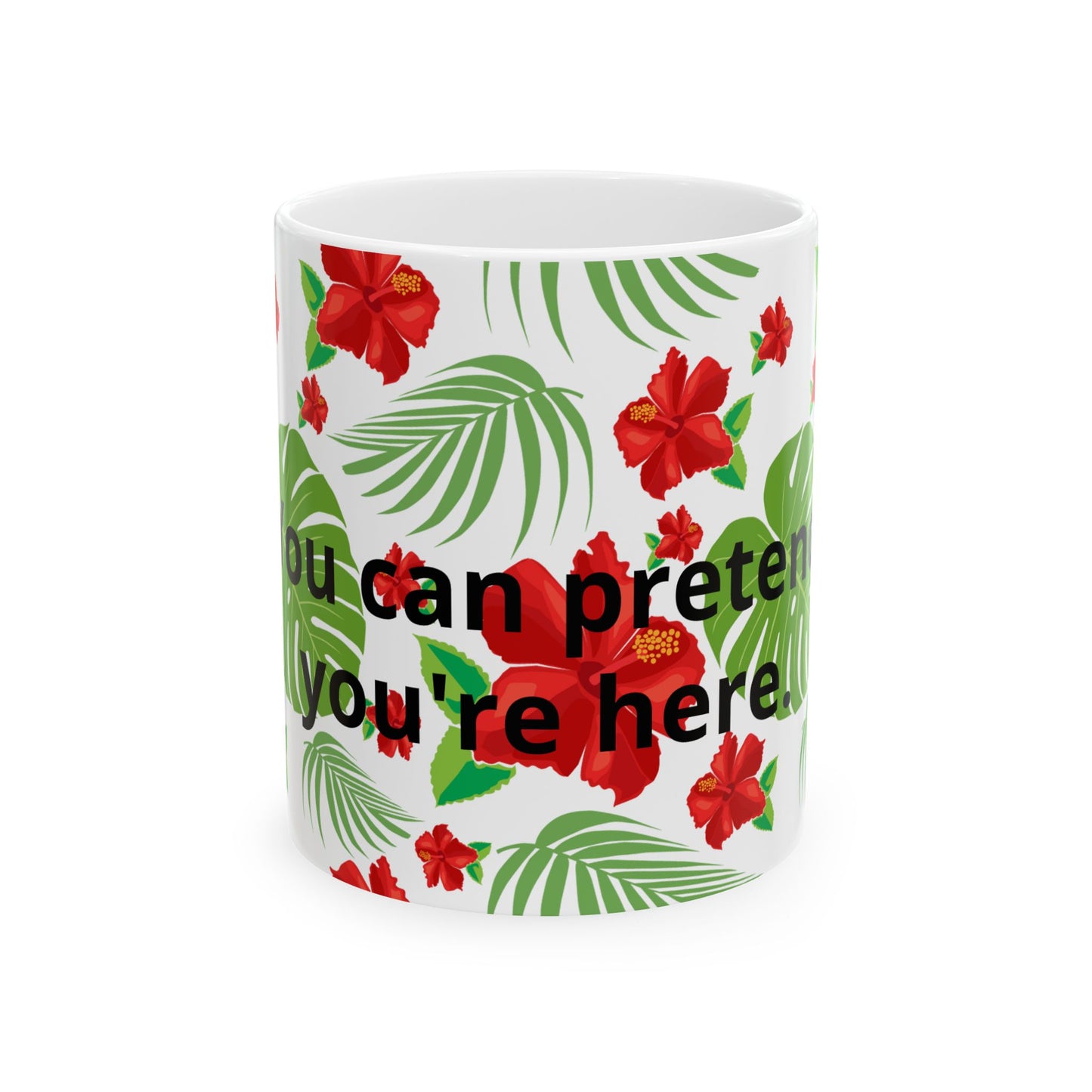 Tropical Hibiscus Mug — Floral Palm Leaf Coffee Cup (11oz/15oz)