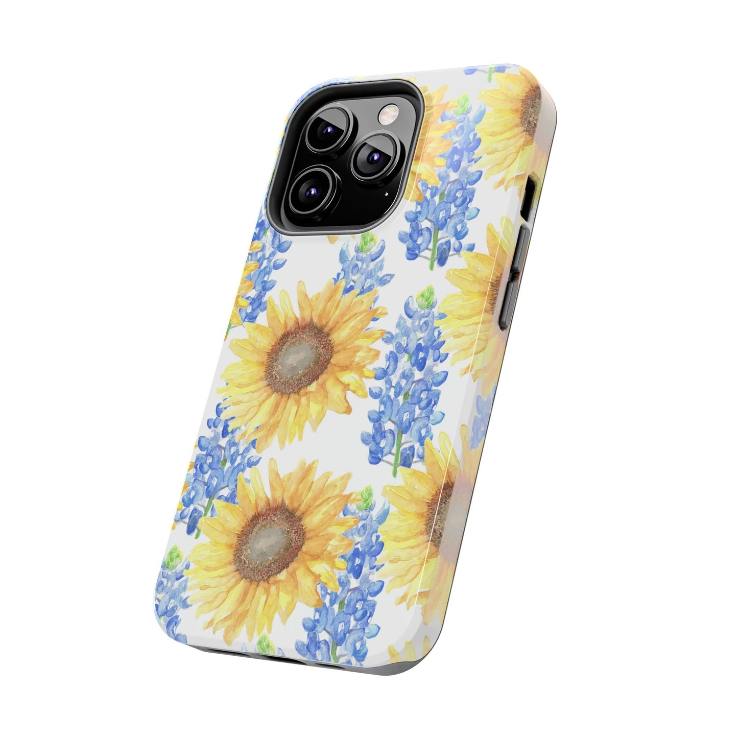 Sunflower and Bluebonnet Pattern Tough iPhone Cases