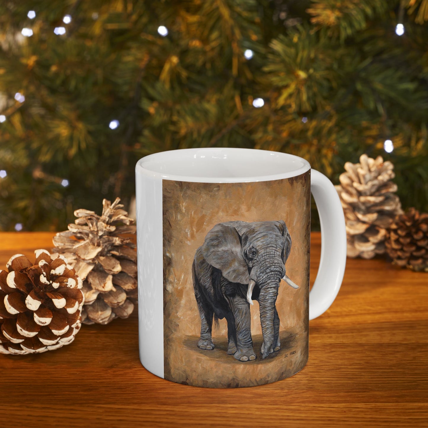 Elephant Portrait Ceramic Mug — Elephant Coffee Cup (11oz, 15oz)