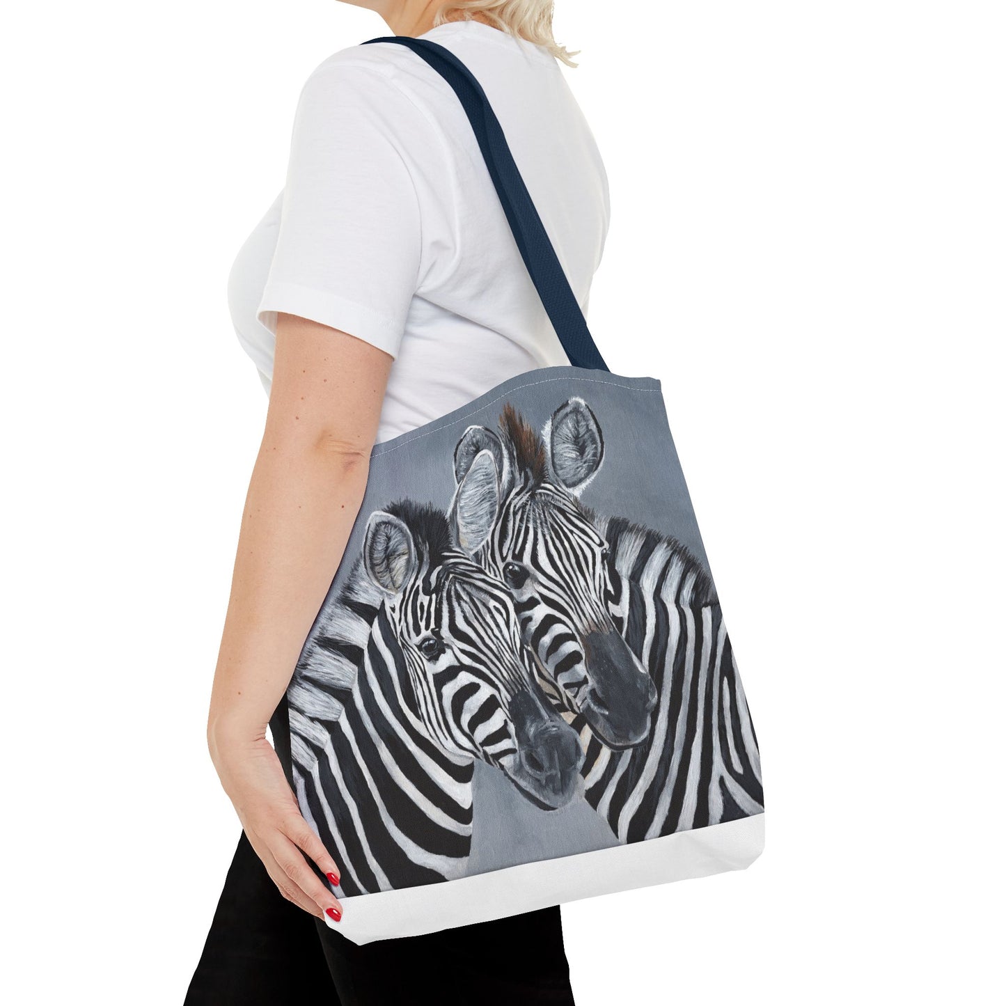 Zebra Pair Tote Bag — Artistic Black & White Animal Print Tote for Everyday Use