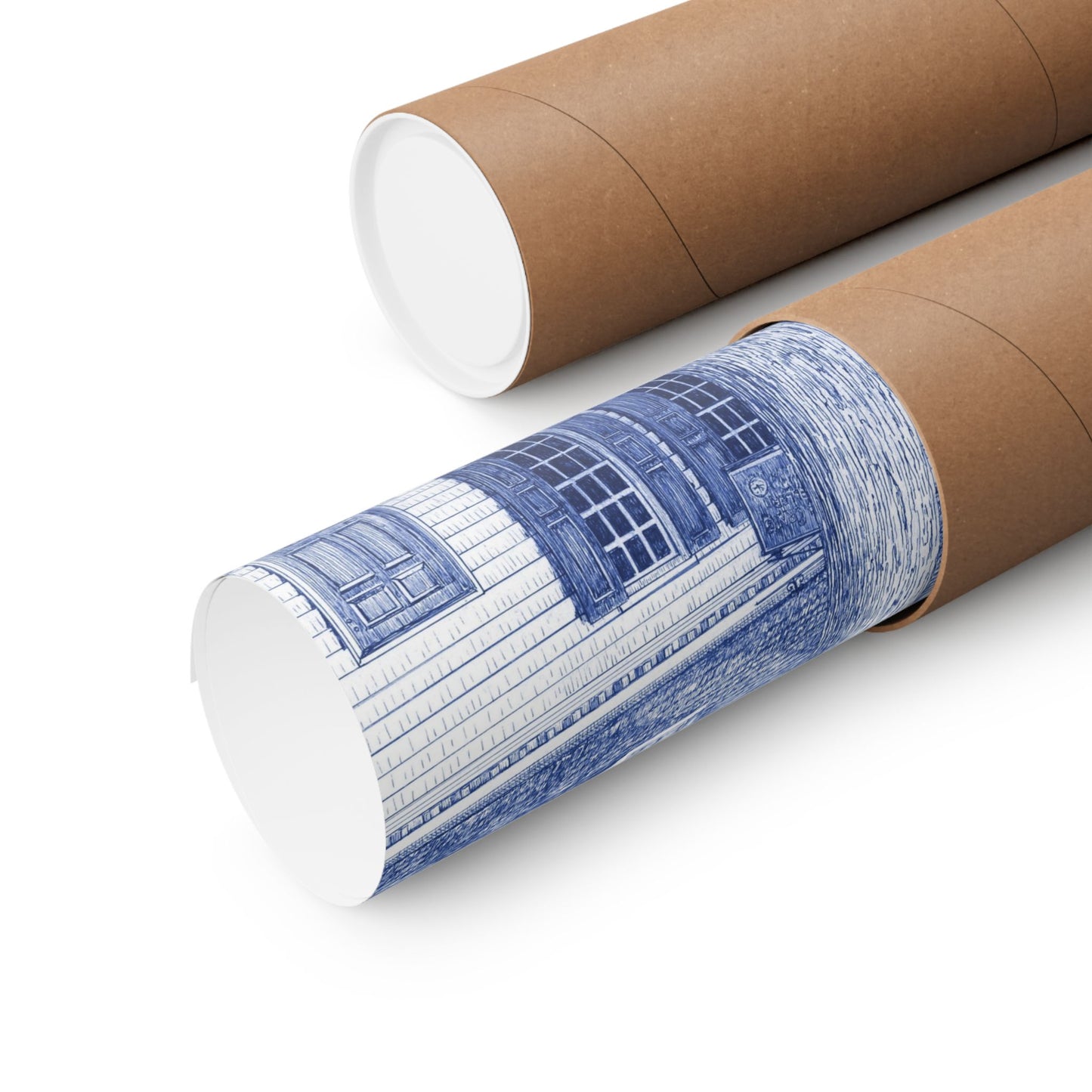 Colonial Williamsburg's Millinery Row Poster in Blue — Matte Horizontal Wall Art