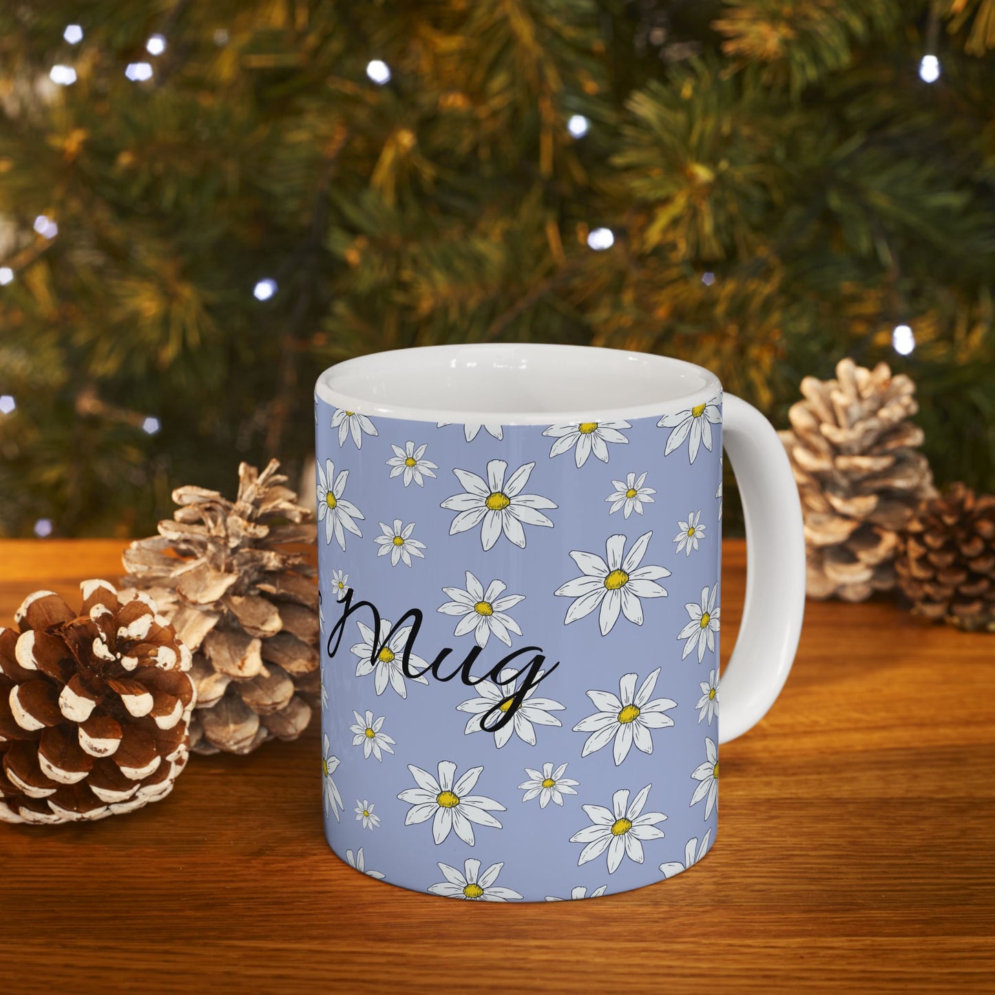 Daisy Pattern Ceramic Mug – Personalized Floral Coffee Cup (11oz & 15oz)